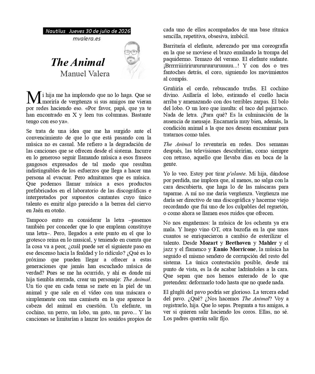 mmvaleraes's tweet photo. Señoras y señores: The Animal. La culminación de todas las industrias musicales. De ésta, salgo rico fijo. ¿Os animáis? ¿Quién se apunta a los coros? https://t.co/rjKRioION8