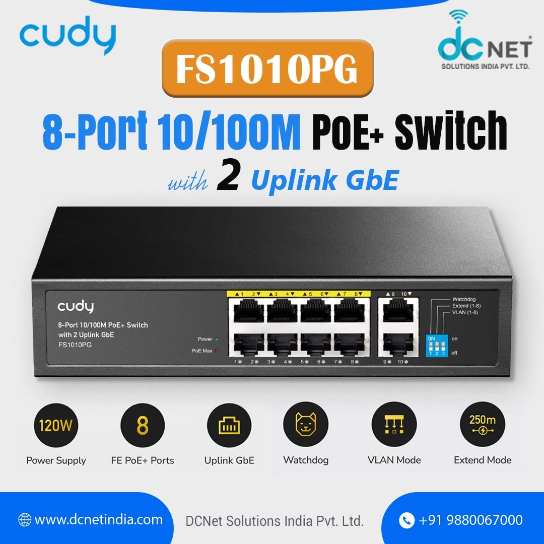 dcnetindia's tweet photo. Power Up Your Network with the Cudy FS1010P 8-Port PoE+ Switch! ⚡

🌐 https://t.co/7G9VuHPp01
📞 +91 9880067000

#Cudy #CudyIndia #FS1010P #PoESwitch #NetworkSwitch #EthernetSwitch #PoE #Networking #IPCamera #VoIP #WirelessNetworking https://t.co/QkRWP3Cu5h