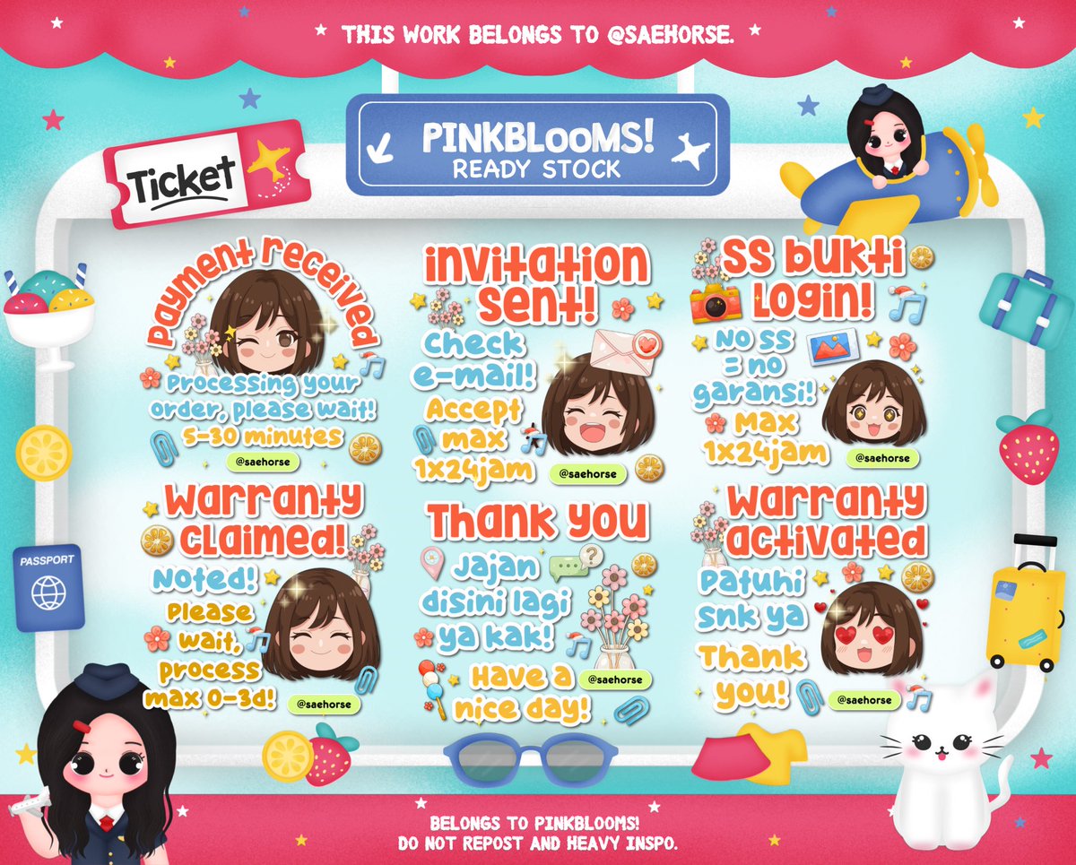nyimut__'s tweet photo. ୨୧  🍡🌸 help rt? thankies!  ⑅ ᕬ  

◎⠀..⠀ eml—O  ʚ  P!nk come 🍮🍓  𓈈  ₊ ♡ with ready stock ˚⸝⸝ 🛼 7 Sticker Pack BA (1 desain 1 orang) 𖠗 ִ 🍏🎀  𖥻 ♡  price only https://t.co/apXxKouJIY ⭐️ ୨୧⠀⊹  🥞 grab your fave items now 𓈄᳸ ⊹⠀𓇼 

   𓐍  ⋮ 💌  ⊹  #zonauang https://t.co/ZMvlCFsYG7