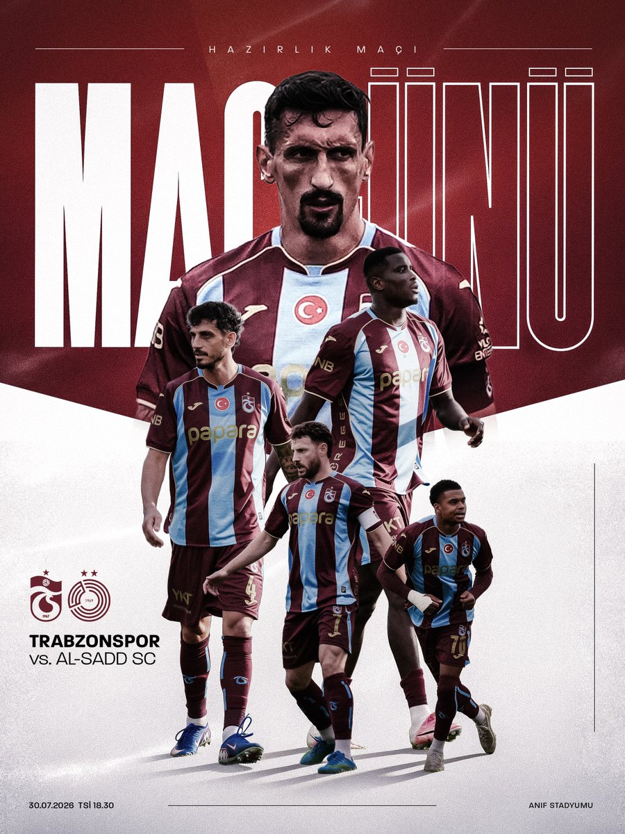 Trabzonspor's tweet photo. ⚽️ Hazırlık Maçı
🆚 Al-Sadd SC
⏰ TSİ 18.30
🏟 Anif Stadyumu
📺 HT Spor https://t.co/2NxT2DyELU