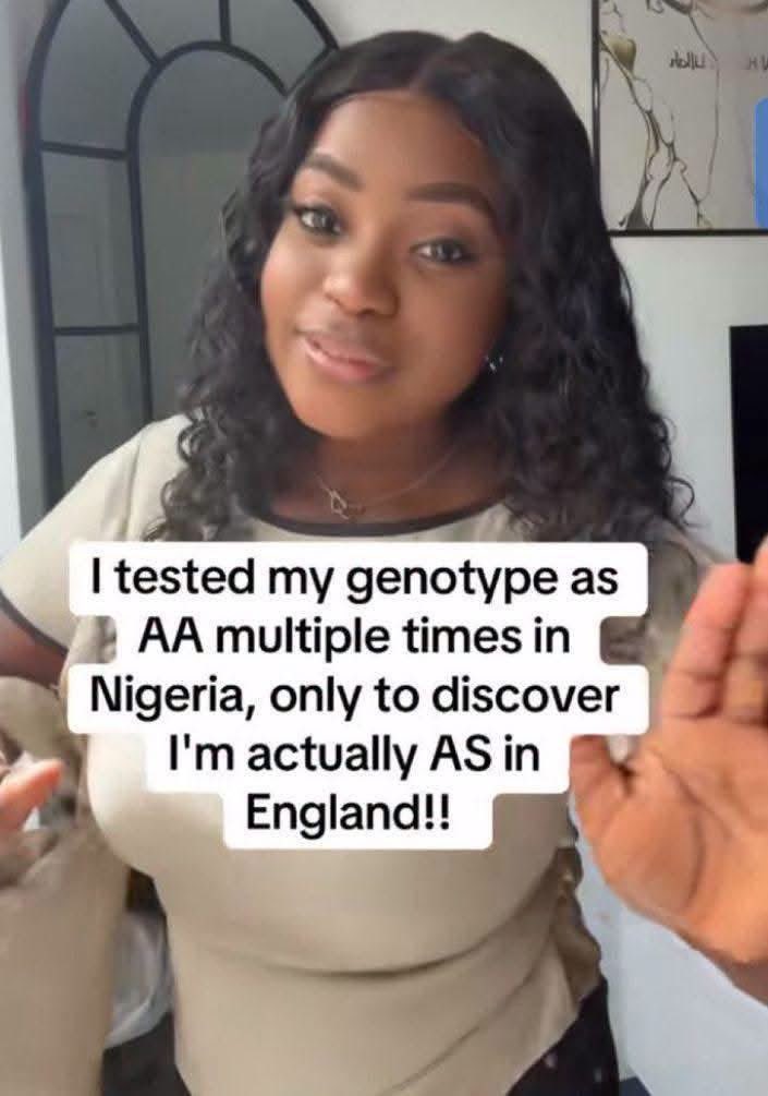 bukkyolawoyin's tweet photo. I tested my #genotype as AA multiple times in Nigeria, only to discover I'm actually AS in England!! https://t.co/moqe4NHTz7