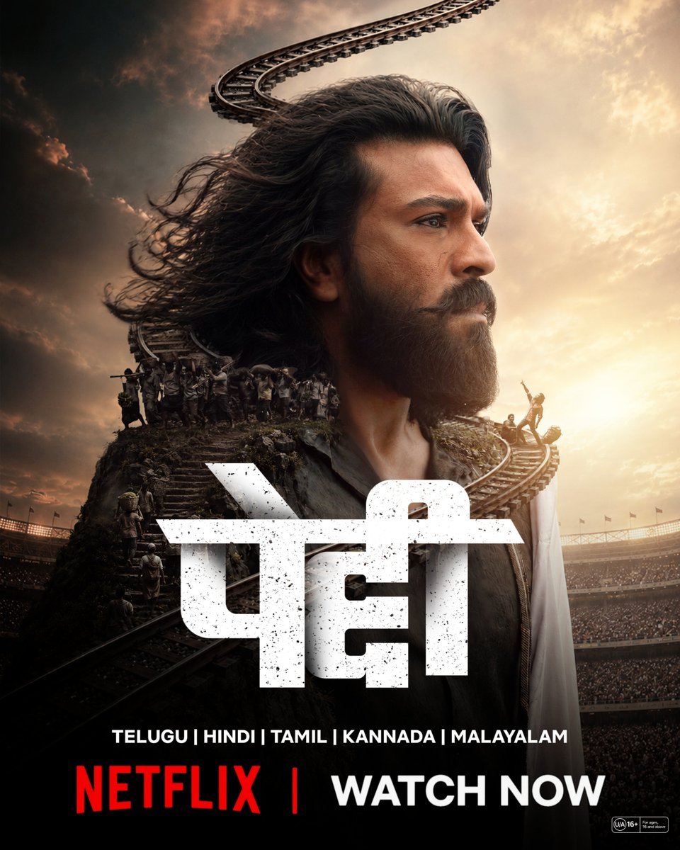 TweetRamCharan's tweet photo. #PEDDI Hindi Version is Streaming now on @netflix ❤️🔥

Available in All 5 Languages from Today. https://t.co/en61Gn9dCM