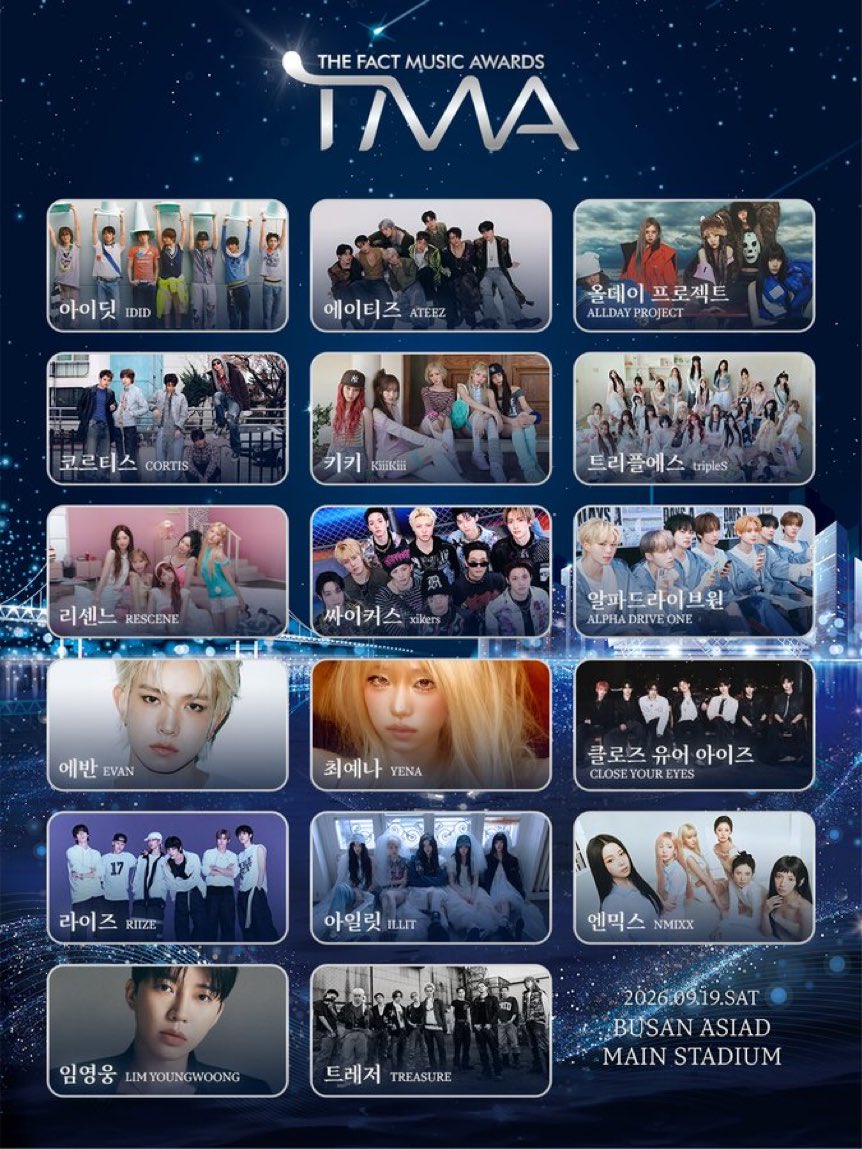 kbgmedia's tweet photo. Full lineup for The Fact Music Awards 2026 has been revealed https://t.co/vaGsX9vHqA