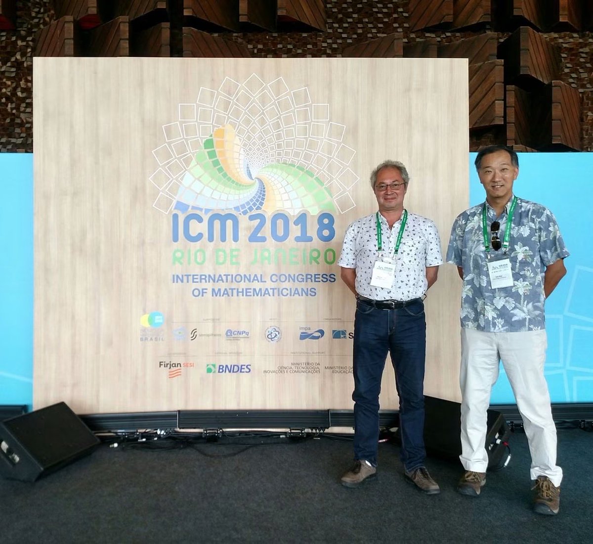 KenOno691's tweet photo. Heartbroken by the death of my dear friend Florian Luca, number theorist extraordinaire—brilliant, jovial, and full of warmth. This photo captures happier times together at ICM 2018 in Rio. I will miss his laughter and friendship. Death, be not proud. https://t.co/QAFniuEaCn