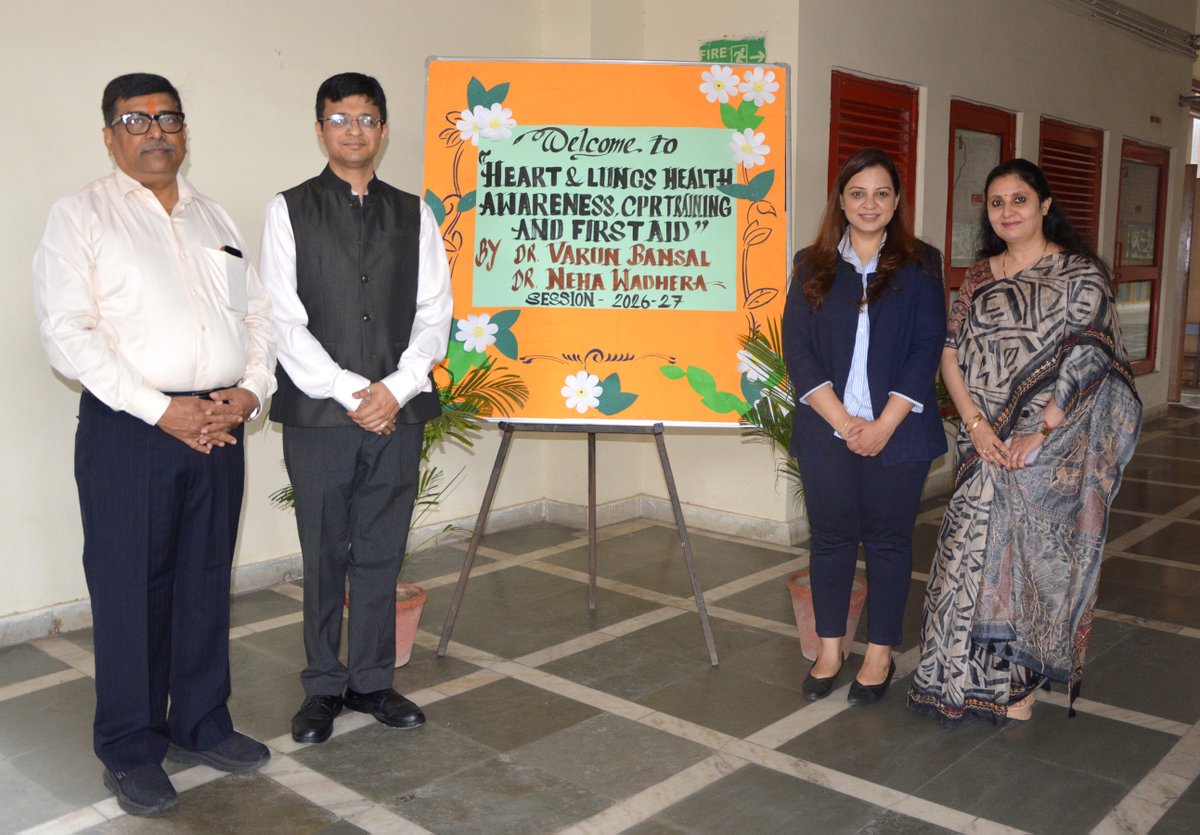 DPSsec30Noida's tweet photo. DPS Noida organised a Heart &amp; Lungs Health Awareness, CPR and First Aid Workshop for Classes X and XII on 29 July. Led by Dr. Varun Bansal and Dr. Neha under the guidance of Principal Dr. H. S. Vashistha, the session promoted life-saving skills and health awareness.

#DPSNoida https://t.co/PUb0bVNmeD