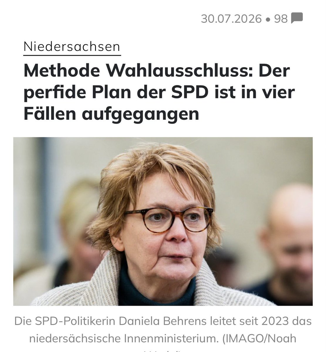 queru_lant's tweet photo. In einem funktionierenden Rechtsstaat müsste SPD-Innenministerin Daniela Behrens nicht nur unverzüglich zurücktreten, sie müsste sich auch vor einem Gericht verantworten. https://t.co/Kg8tzFfx9p