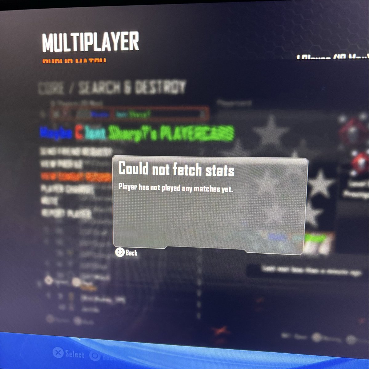 Flllowmo's tweet photo. @iGasPack @tdawgsmitty @CallofDuty @CallofDutyCM @IronGalaxy You get that message when you try and view his combat record so maybe that has something to do with it 🤷🏼‍♂️ I really don’t know though. https://t.co/xgJoTZ1GiW