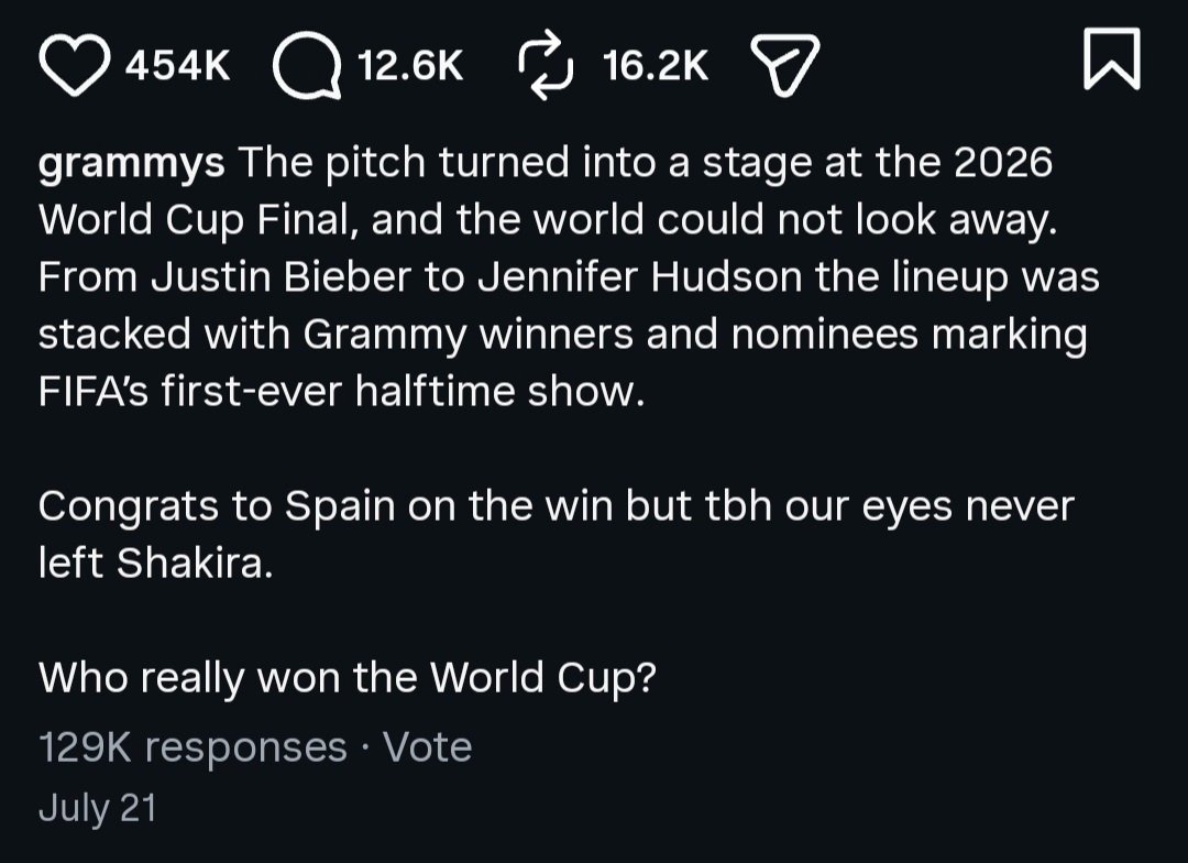 DataAgustD's tweet photo. The time the GRAMMYs used BTS as the cover of their FIFA post for engagement, yet refused to mention them in the caption, even after ARMYs repeatedly called it out. Their repeated unwillingness to acknowledge and celebrate BTS on par with other artists has become increasingly evident.