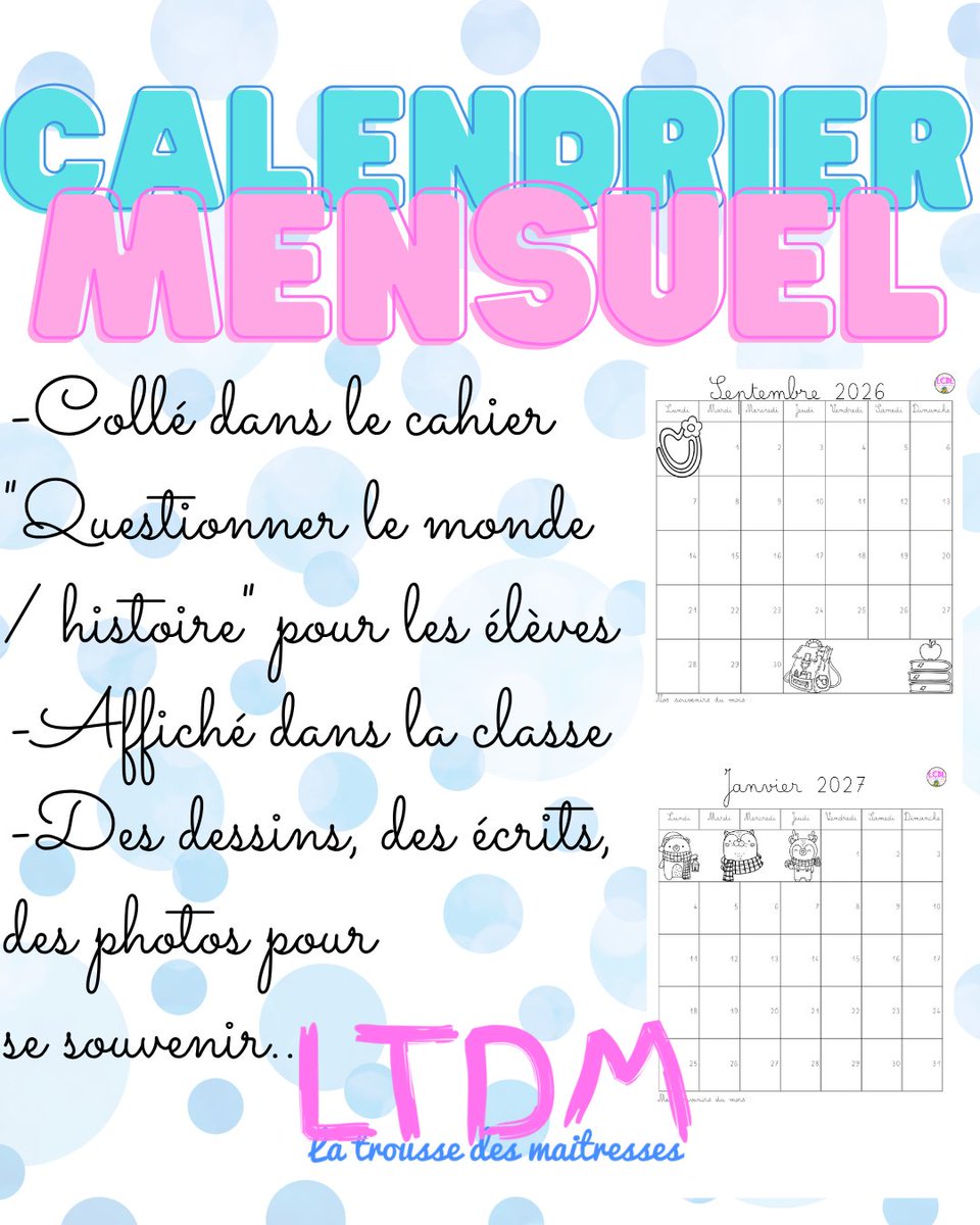 TrousseMaitress's tweet photo. #UnJourUneIdée : le calendrier mensuel https://t.co/xCxesbFkMq
Pour se repérer dans le temps, pour noter les rendez-vous, pour se souvenir... chaque mois, nous distribuons le calendrier et nous affichons celui de la classe en A3.
#TeamPE #TeamC2 #TeamC3 #LeTemps https://t.co/C1ttgV8DUR