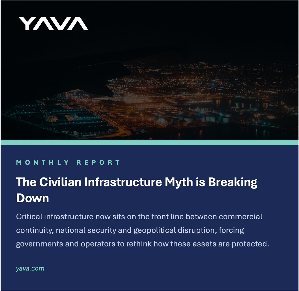 YAVA__COM's tweet photo. #Civilianinfrastructure is moving closer to the centre of national security.
The July YAVA Monthly Report explores infra resilience, autonomous AI risk, insurance visibility and why systems must be proven under pressure.
Read the full report: https://t.co/PLzmL3LunK
#YAVA https://t.co/bjC8AK845R