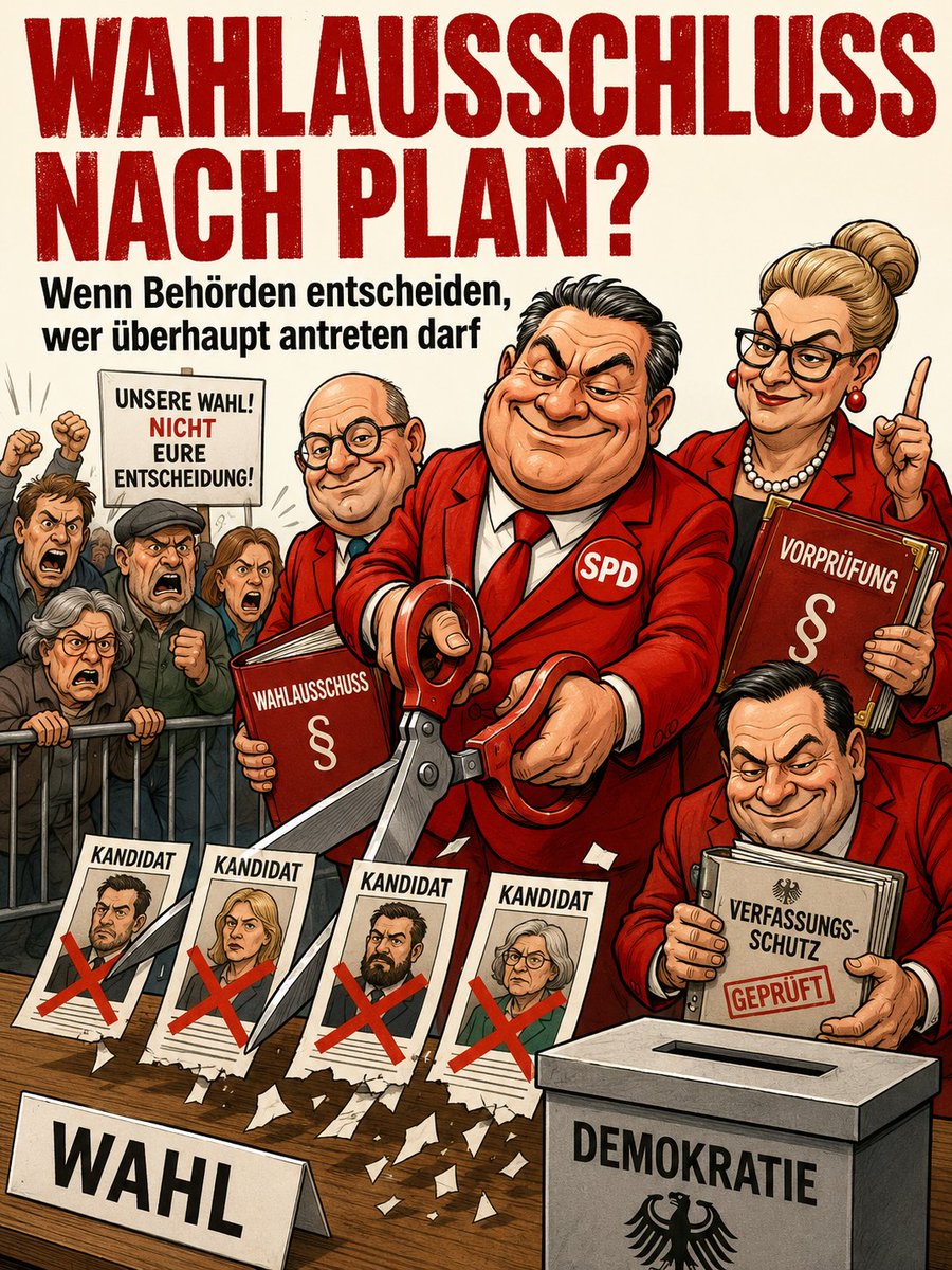 Libertas2906's tweet photo. DEMOKRATIE NUR NOCH NACH GESINNUNGSPRÜFUNG?

Vier AfD-Kandidaten wurden in Niedersachsen von den Kommunalwahlen ausgeschlossen. Martin Sichert, Thorsten Moriße, Justin Vogel und Stephan Bothe werden am 13. September nicht auf den Stimmzetteln stehen.

Nicht die Wähler haben sie abgelehnt. Nicht ein Gericht hat ihnen das passive Wahlrecht entzogen. Nicht das Bundesverfassungsgericht hat ihre Partei verboten.

Politisch zusammengesetzte Wahlausschüsse haben entschieden, dass die Bürger diese Kandidaten gar nicht erst wählen dürfen.

Man muss diesen Vorgang in seiner ganzen Tragweite begreifen: Eine Regierungsmehrheit verändert wenige Monate vor einer Wahl das Verfahren. Das SPD-geführte Innenministerium und der ihm unterstellte Verfassungsschutz können Material über oppositionelle Bewerber liefern. Kommunalaufsicht und Wahlausschüsse bewerten anschließend, ob ein Kandidat die richtige politische Haltung besitzt, um überhaupt vor den Wähler treten zu dürfen.

Und verkauft wird dieser staatlich organisierte Türsteherdienst auch noch als Schutz der Demokratie.

Das Gegenteil ist der Fall.

Eine Demokratie lebt davon, dass der Bürger entscheidet, wer ihn vertreten oder seine Kommune führen soll. In Niedersachsen darf er offenbar nur noch zwischen Kandidaten wählen, die zuvor eine politisch-administrative Vorprüfung überstanden haben.

Der Bürger darf wählen – aber nur aus dem Angebot, das ihm die Behörden übrig lassen.

Natürlich müssen Bürgermeister und Landräte als Beamte auf Zeit auf dem Boden des Grundgesetzes stehen. Darüber kann es keine Diskussion geben. Doch genau deshalb braucht es belastbare Tatsachen, transparente Verfahren, unabhängige Gerichte und effektiven Rechtsschutz.

Was es nicht braucht, sind politische Konkurrenten, die in Wahlausschüssen darüber abstimmen, ob ihr Gegner überhaupt antreten darf.

Dass die Empfehlungen des Innenministeriums formal nicht bindend sind, macht die Sache kaum besser. Es zeigt lediglich, wie willkürlich dieses Verfahren werden kann. In manchen Orten setzten sich die Ausschüsse über die Bedenken hinweg und ließen AfD-Kandidaten zu. In anderen Orten folgten sie den Einschätzungen der Behörden und strichen die Bewerber vom Stimmzettel.

Das Ergebnis ist ein demokratischer Flickenteppich.

Hier gilt ein Kandidat als wählbar. Dort wird ein anderer wegen politischer Äußerungen, Parteifunktionen oder angeblicher Nähe zu bestimmten Strömungen aussortiert. Was als Verfassungsschutz verkauft wird, droht zur Gesinnungsverwaltung zu werden.

Besonders perfide ist der Rechtsschutz. Die Betroffenen können die Entscheidung grundsätzlich erst nach der Wahl umfassend angreifen. Bis ein Gericht urteilt, ist die Abstimmung längst vorbei. Sollte der Ausschluss später für rechtswidrig erklärt werden, ist der demokratische Schaden bereits entstanden.

Niemand weiß dann, wie viele Bürger den ausgeschlossenen Kandidaten gewählt hätten.

Fünf Prozent? Zwanzig Prozent? Vielleicht die Mehrheit?

Genau das darf eine freie Demokratie niemals zulassen: Dass Behörden und Parteien im Vorfeld darüber bestimmen, welche politische Entscheidung der Bürger überhaupt treffen kann.

Die SPD behauptet, dieses Verfahren richte sich nicht gegen eine bestimmte Partei. Doch die politische Realität ist unübersehbar. Betroffen sind vor allem Bewerber der AfD. Gleichzeitig wurde die gesetzliche Grundlage von der rot-grünen Mehrheit geschaffen und das SPD-geführte Innenministerium in den Prüfmechanismus eingebunden.

Schon der Anschein politischer Instrumentalisierung ist verheerend.

Wer die Opposition mit administrativen Mitteln vom Stimmzettel entfernt, muss sich nicht wundern, wenn immer mehr Bürger das Vertrauen in Wahlen, Behörden und den Rechtsstaat verlieren.

Daniela Behrens trägt dafür die politische Verantwortung.

Eine Innenministerin darf nicht nur behaupten, die Demokratie zu schützen. Sie muss auch verhindern, dass ihr Ministerium zum Werkzeug im politischen Konkurrenzkampf wird. Das ist hier offenkundig nicht gelungen.

Diese Praxis muss sofort gestoppt und verfassungsgerichtlich überprüft werden. Bis dahin müssen im Zweifel die Wähler entscheiden – nicht Funktionäre, Geheimdienstberichte und parteipolitisch geprägte Ausschüsse.

Demokratie bedeutet nicht, den Bürger vor der falschen Wahl zu schützen.

Demokratie bedeutet, seine Entscheidung auszuhalten.

https://t.co/QZ7qEvFIV0