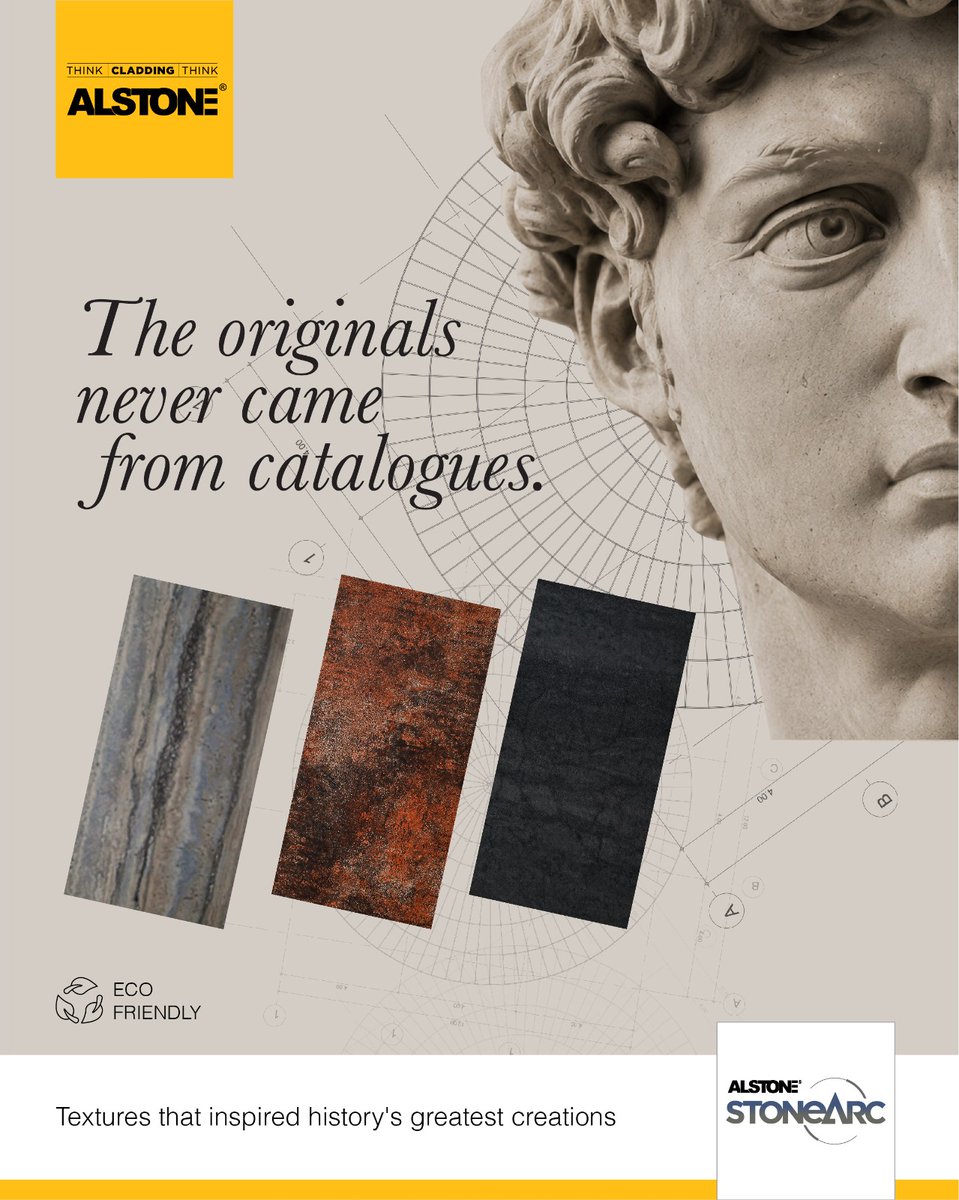 alstonecladding's tweet photo. True masterpieces aren't copied—they're inspired.
Bring timeless textures and natural elegance to modern architecture with Alstone StoneArc, where every surface tells a story of originality.
#ThinkCladdingThinkAlstone #AlstoneStoneArc #InspiredByNature #PremiumCladding https://t.co/eIrq4vPg4K