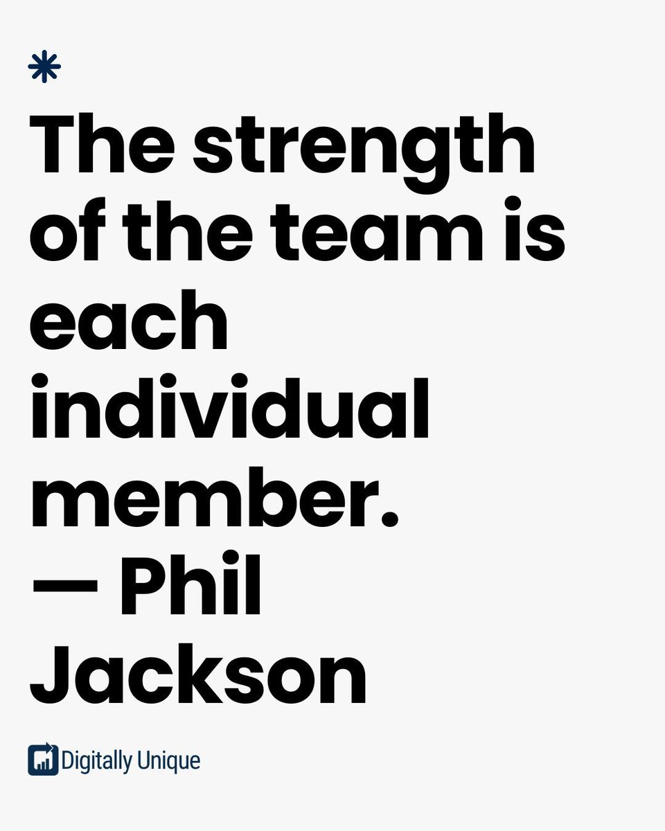 DUniqueUK_'s tweet photo. "The strength of the team is each individual member. The strength of each member is the team." — Phil Jackson

#SEO #Teamwork #DigitalMarketing https://t.co/AX88FNJLHz