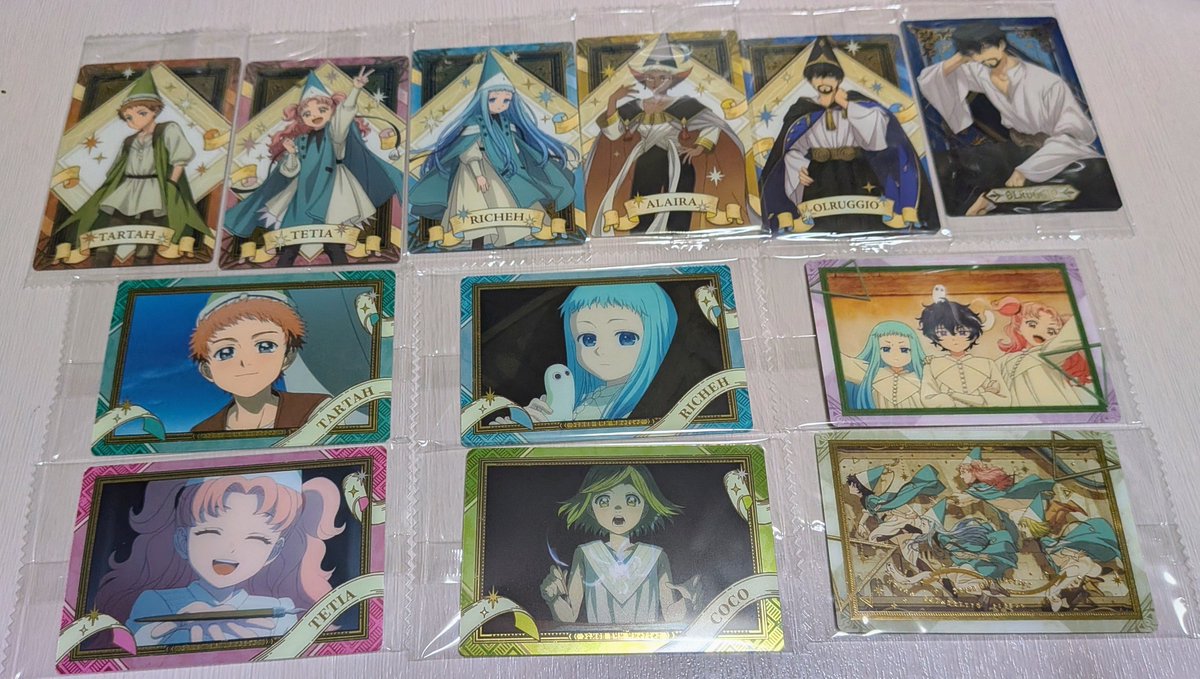 ouJR4Xb07I1L0k0's tweet photo. とんがり帽子のアトリエ　ツインウエハース　交換

譲:画像参照下さい
求:キーフリー(印がついているもの各1枚)

比率違いが多いと思いますが何卒ご検討の程よろしくお願いします！
郵送希望です。
検索からでもお気軽にお声掛けください。 https://t.co/XffXykuZCz