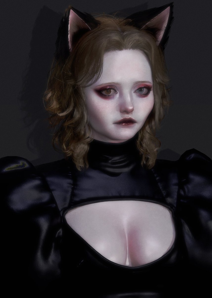 Villedragos's tweet photo. Dhampir Villette 🦇🐈‍⬛ 
#VilleDragos #Dhampir #b3d #Blender #joyartcore https://t.co/TRfB9VviPn