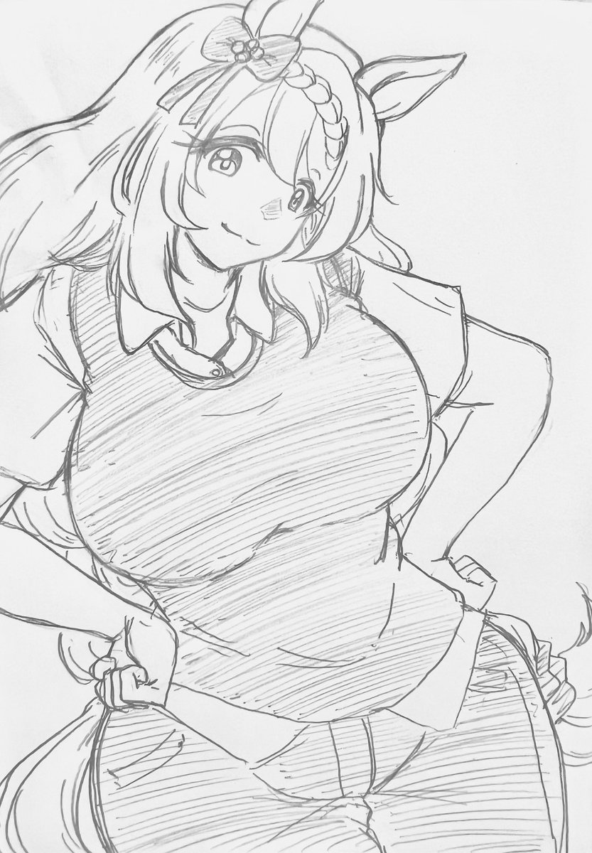 iceedgemarn's tweet photo. うちのトレーナーの服を着るクリーク
#umamusume #アリイラスト https://t.co/7FOmz2Lzc3