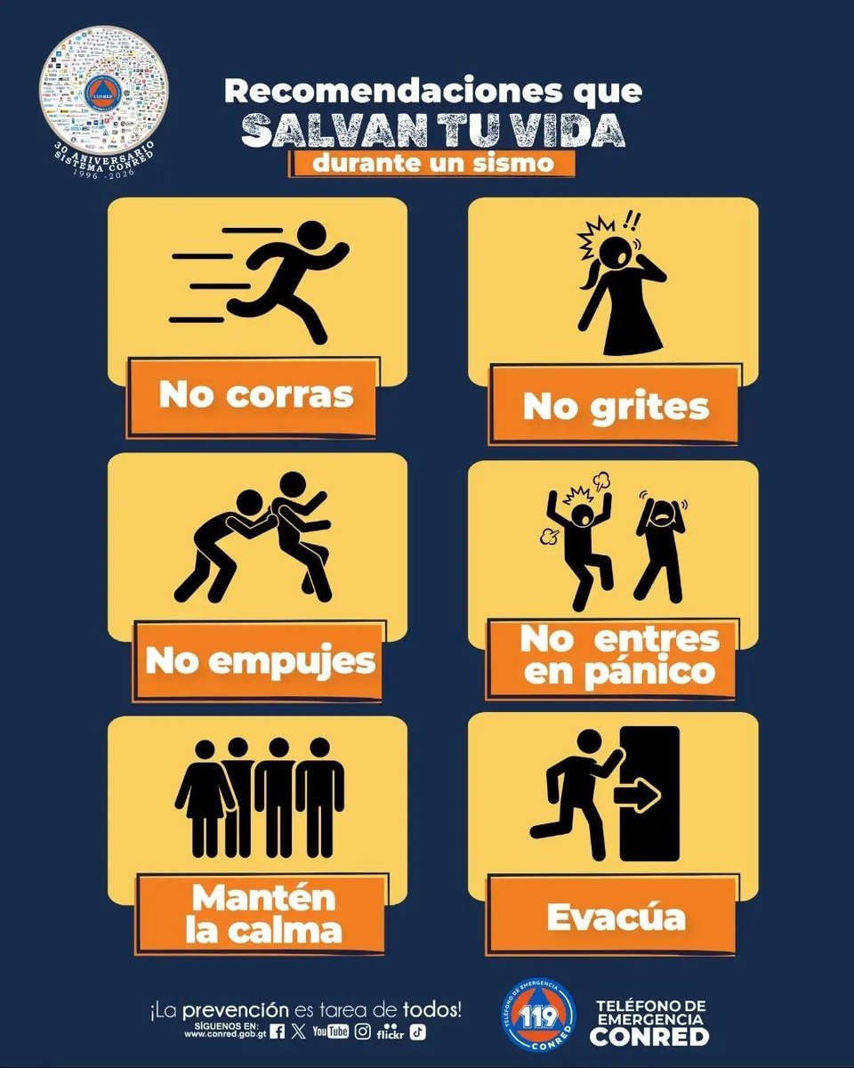 ConredGuatemala's tweet photo. Atiende nuestras recomendaciones por sismos 👇 https://t.co/w1mCF4VAHv