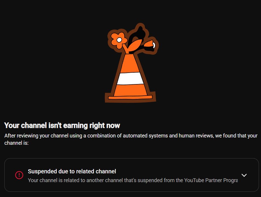 TAYL9N's tweet photo. Ggs. Domino effect has demonetized all my channels.

The appeal on the original channel got rejected.

Earnings havent been finalized either so thats a big loss.

Alhamdulillah.

Time to rebuild everything i guess. https://t.co/l5fV1ZrGNQ