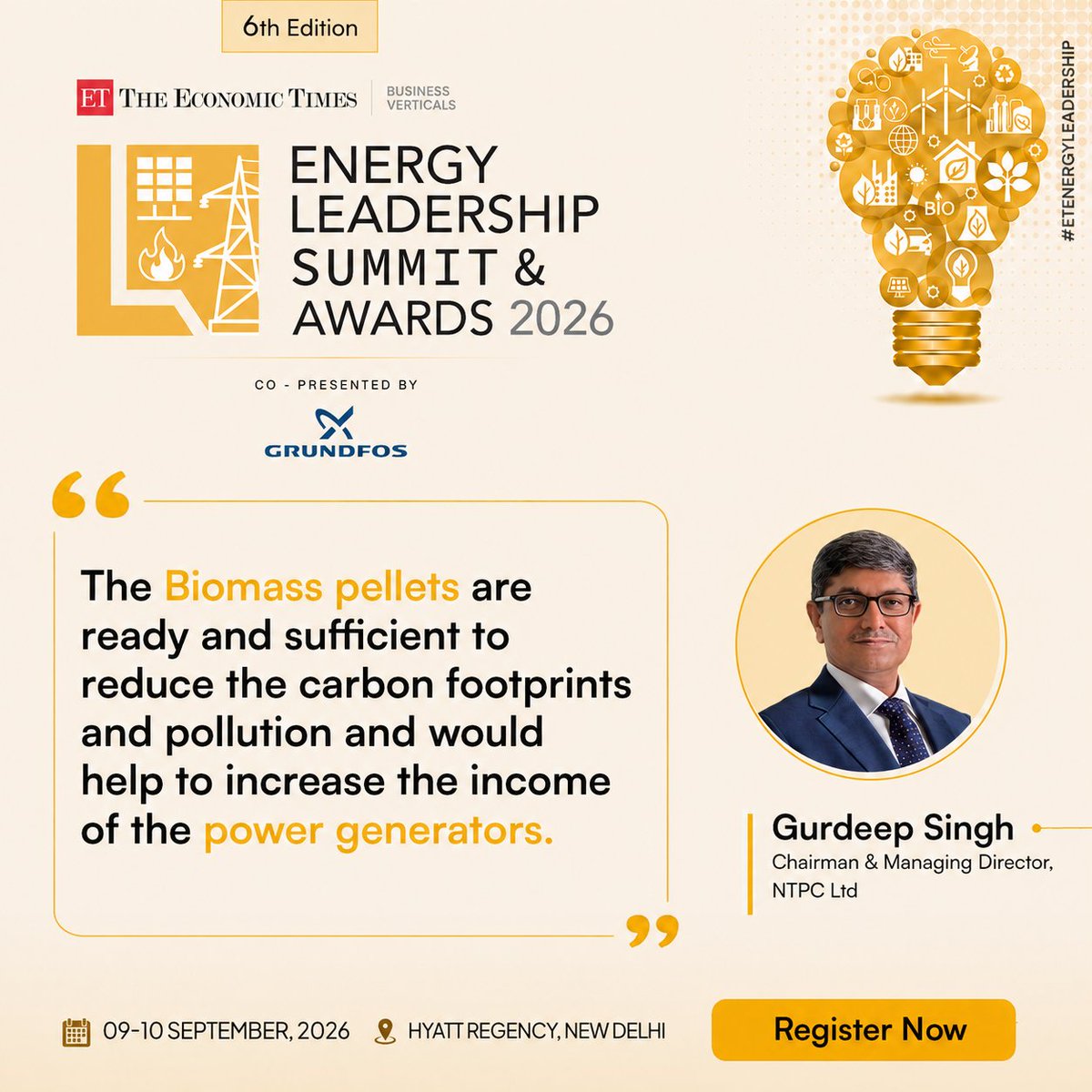 ETEnergyWorld's tweet photo. The Economic Times Energy Leadership Summit 2026 focuses on practical pathways shaping India’s energy transition,

Be part of the dialogue driving real change.

Register Now - https://t.co/VkM0GvazvK

#ETELS2026 #ETEnergyLeadership #EnergyTransition #SustainableEnergy https://t.co/E3J7uhmeak