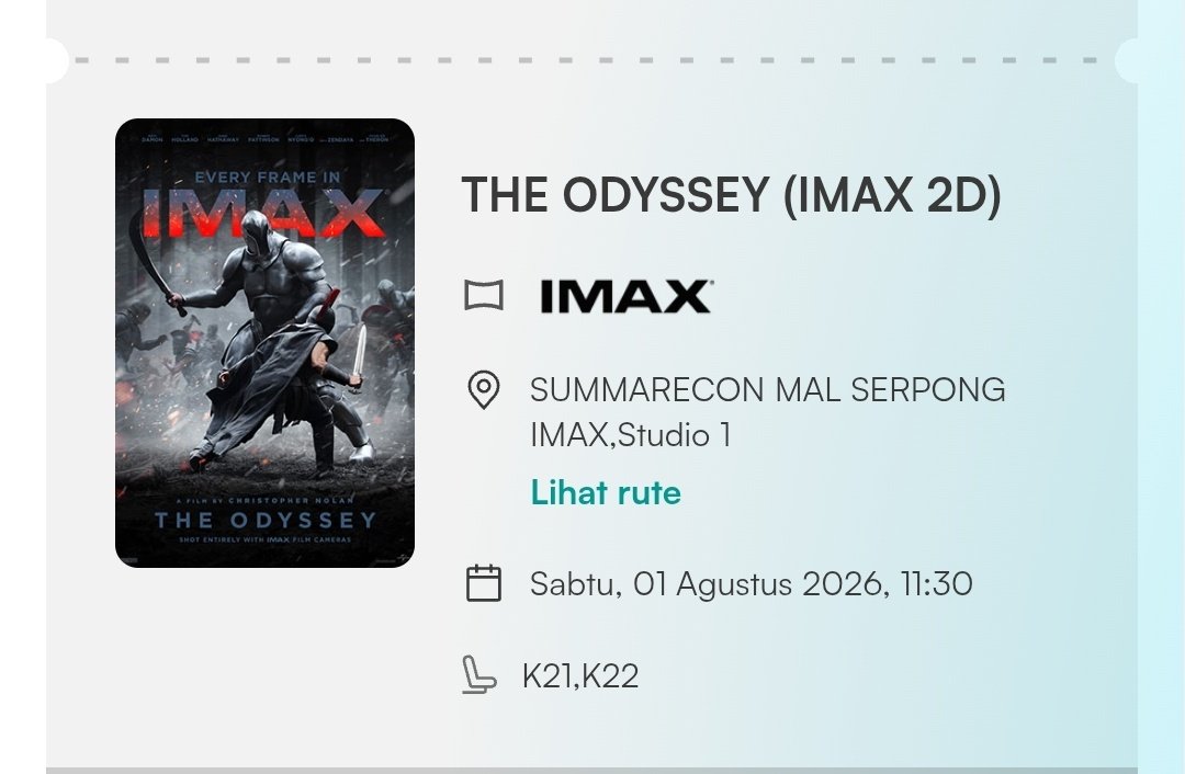 bluepepperice's tweet photo. ada yg mau nonton Odyssey gratis gakk di Summarecon Serpong, gratis yaa 1 tiket https://t.co/0XjUdJW3IO