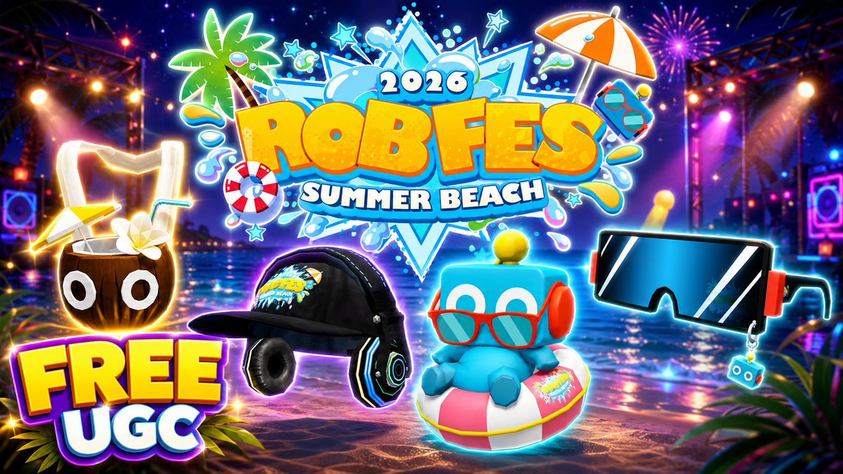 Robloxlaboen's tweet photo. 🏄 A party without swag? We don't think so.

Get ready for tons of FREE UGC 🆓! So crank up the music and dance the night away on August 17th! 💃✨
#ロブフェス #RobFes #RobloxFreeUGC https://t.co/hB9u9NQv0Y