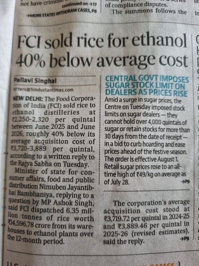 ramanmann1974's tweet photo. Water consumption for 1 liter of ethanol:

~from sugarcane=3,630 liters
~from rice=10,790 liters
~from maize=4,670 liters

Imagine the total water footprint of ethanol, when 50 lakh tons of rice, 40 lakh tons of sugar &amp; 131 lakh tons of maize is being used to produce ethanol. https://t.co/fwgPZuY4yq