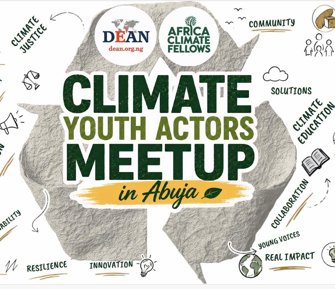 AfCliFellows's tweet photo. It's almost time!
This Saturday, we're creating a space to meet new people, share ideas, learn a few things, and have fun while we're at it. 💚

See you at the Climate Youth Actors Meetup Abuja! 🌍✨ 
#ClimateStories, #DEANClimateHangout, #ClimateInAbuja, #ClimateChampions https://t.co/qwAN7oPEir