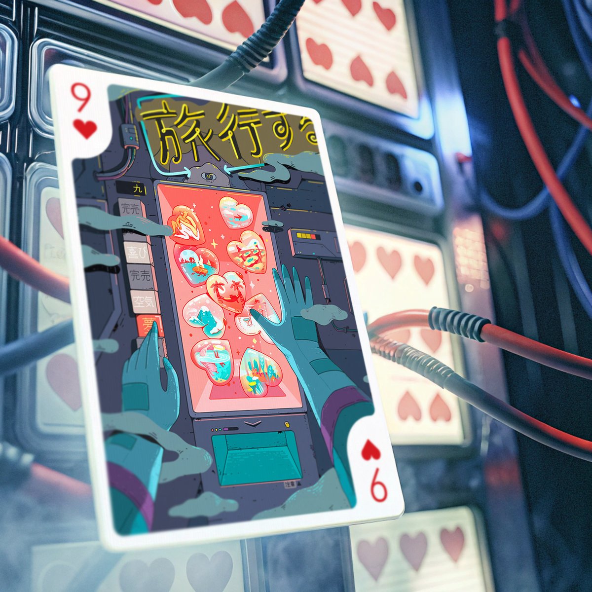 playingarts's tweet photo. A vending machine that sells dreams. 🌙⚡

9 of Hearts by Dominican artist Lena Vargas.

Which impossible experience would you try? https://t.co/Cay2Orggkg