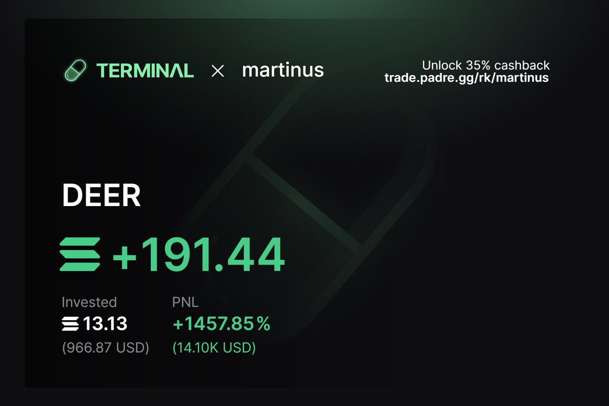 Martinus555_'s tweet photo. Don't say I didn't warn you...

Nice one on $DEER 

#pumpfun #memecoin #profit https://t.co/07wusBiVgD