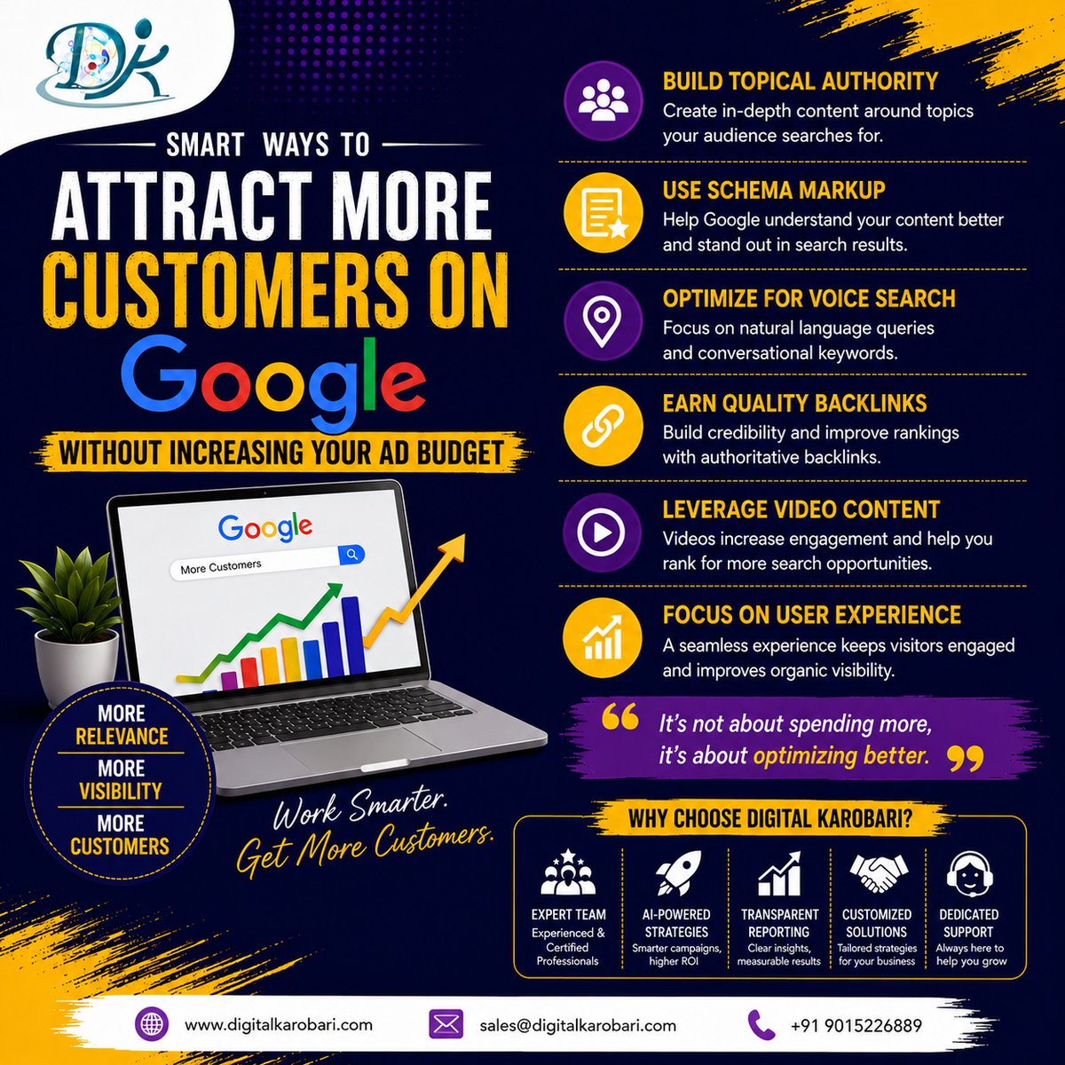 DigitalKarobari's tweet photo. 📈 How to Get More Customers from Google Without Increasing Your Ad Budget
#DigitalKarobari #GoogleAds #PerformanceMarketing #DigitalMarketing #LeadGeneration #GoogleMarketing #SEO #ConversionOptimization #BusinessGrowth #LocalSEO #MarketingStrategy #OnlineAdvertising #ROI https://t.co/o4bFaFW3nX