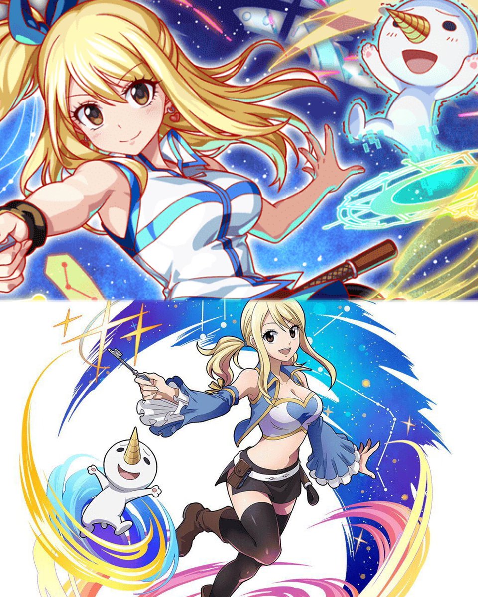 starsfilia's tweet photo. i love official art of lucy summoning plue it’s so silly ☃️ 🌟 https://t.co/CtywNodqKf