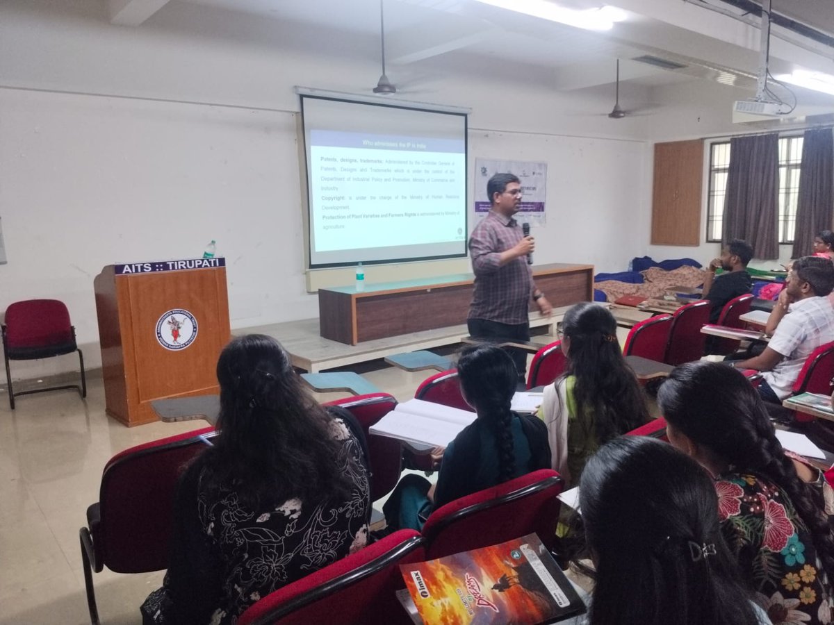AITSTIRUPATI's tweet photo. 🎓 IPR Workshop 5.0 successfully organized at AITS Tirupati by IIC under RTIH &amp; APMSME Development Corporation, with active participation from students, faculty, innovators &amp; aspiring entrepreneurs.
Led by IIC President Dr. J. Gurujawhar &amp; Secretary Mr. N. Dilip Kumar.
#AITS https://t.co/C04Gox7kSS