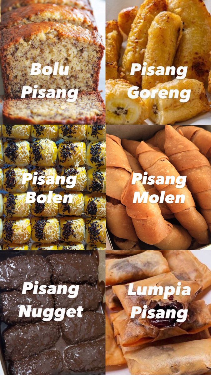 eatsimple_x's tweet photo. Top olahan pisang paling enak yg mana nih? https://t.co/E8t2ZxrD3I