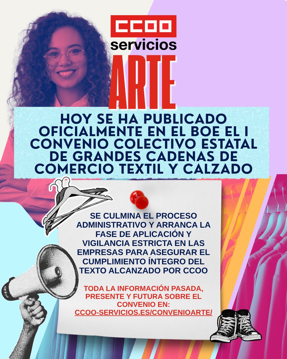 serviciosccoo's tweet photo. Después de de más de tres años de complejas y profundas negociaciones entre la patronal y la parte social, hoy se publica oficialmente en el BOE el I Convenio Colectivo Estatal de Grandes Cadenas de Comercio Textil y Calzado.
#BOE #ARTE #laboral #ConvenioColectivo https://t.co/UFIsdB3cD2