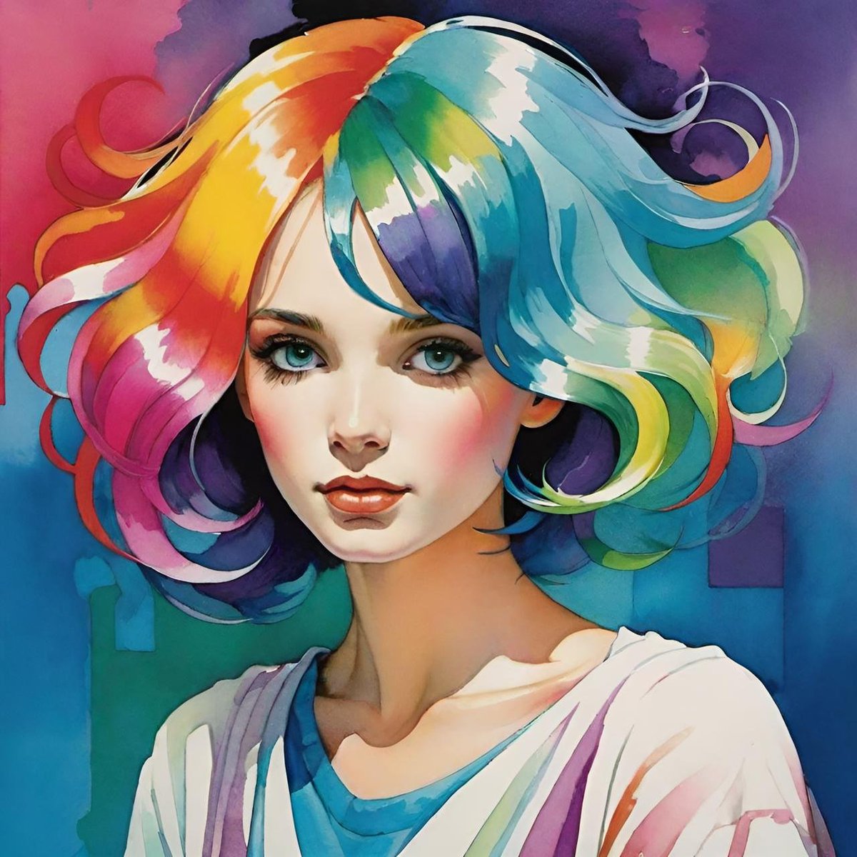 timeecon's tweet photo. QT your beautiful woman with long, wavy split-dyed hair https://t.co/adxMZiVuBB