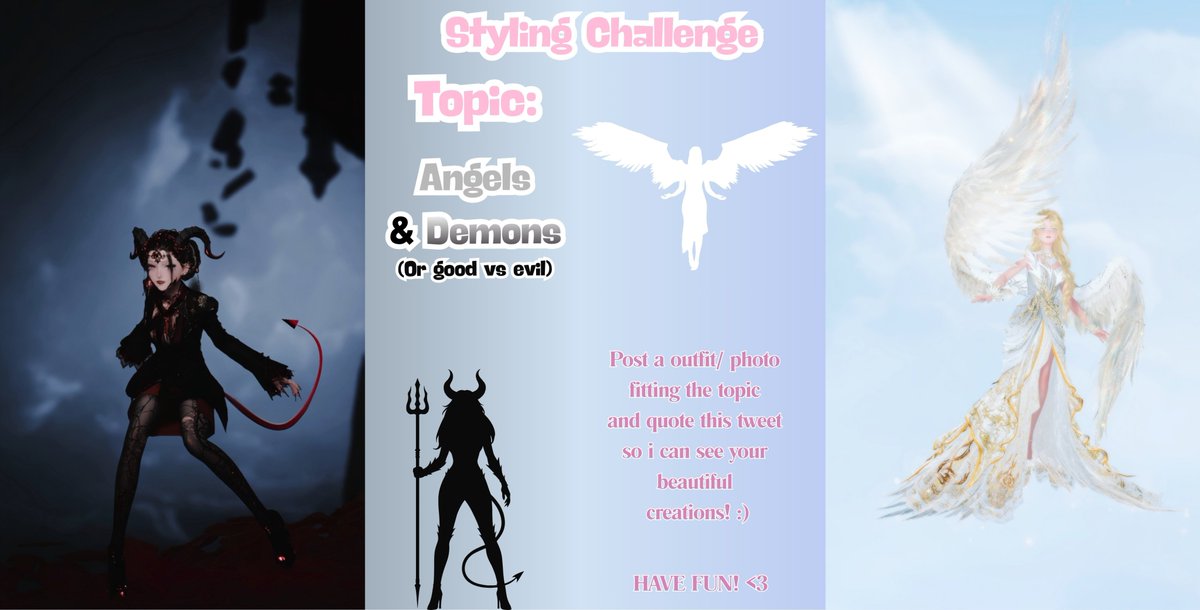 infinitydenise_'s tweet photo. *˖𓂃  𝓝𝓮𝔀 𝓢𝓽𝔂𝓵𝓲𝓷𝓰 𝓒𝓱𝓪𝓵𝓵𝓮𝓷𝓰𝓮  𓂃˖*   

This time it's Angels &amp; Demons (or good vs evil)!  👀

I would love for whoever would like to join this and to see what you all come up with &amp; most importantly, just have fun with it and enjoy! 🥰

InfinityNikki GoldenDust https://t.co/LHxQ1nVLpa