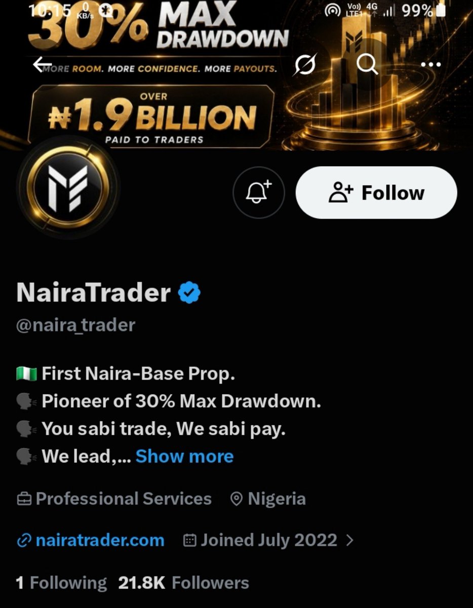 PropFirmsGuru's tweet photo. Scam alert ⚠️ @naira_trader scam exposed⬇️

A trader @Entertainm42520 recently joined @naira_trader evaluation challenge where Phase 1 clearly allows a 15% maximum drawdown.

After a carefully managed 10% drop, the account equity rested at ₦551,000.

Trading was immediately stopped and the account was left completely untouched.  

The trader never risks open positions without a stop-loss and always remains highly calculative, especially when already sitting in drawdown territory.  

Here’s the biggest problem 😤👉 @naira_trader provides no live dashboard.

All key metrics stay completely hidden until the final moment, locking everything away from the trader view.  

Despite this heavy opacity, the trader still passed Phase 1 cleanly.

No 14% drawdown ever occurred and the account stayed safely within the stated rules.  

NairaTrader deliberately chooses secrecy over clarity.

Legitimate prop firms give real-time visibility while this firm hides everything.

Trust is completely shattered. 📉🔒🚫✨