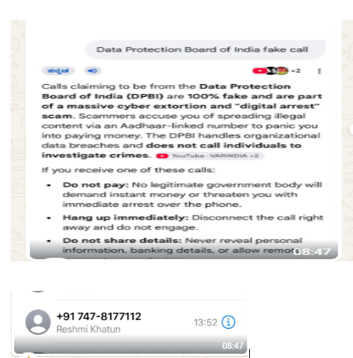 vkmanchanda56's tweet photo. @ind_dpdp @Cyberdost @Cybercellindia
Respected Sir, Scammers using name of Data Protection Board of India for massive cyber fraud and digital arrrest .Please investigate the matter.The following no has been used recently.Culprits must be  caught @RBI @FinMinIndia @RBIsays @TRAI https://t.co/OApgW4de6I