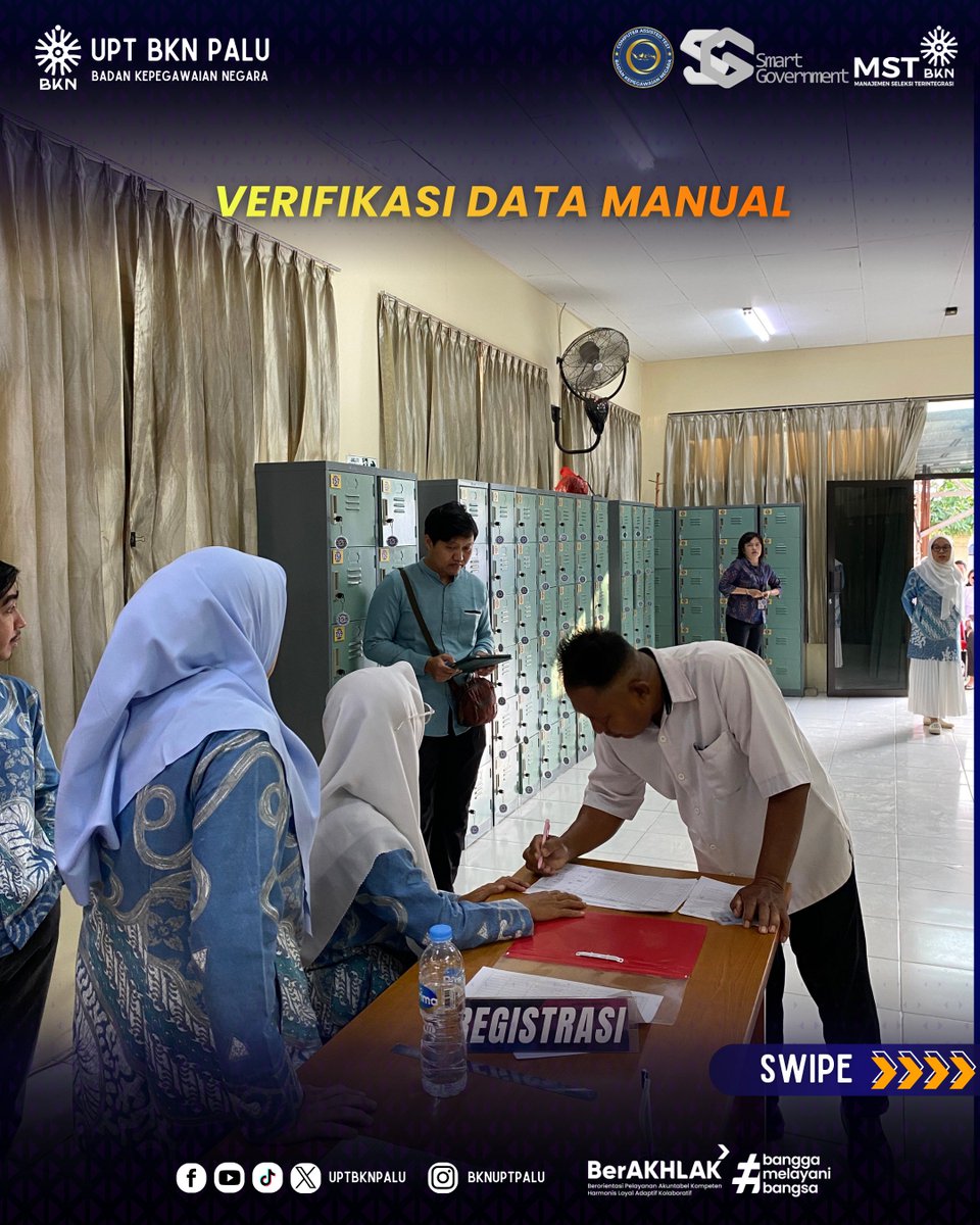 uptbknpalu's tweet photo. #SobatBKNPalu | Kamis, 30 Juli 2026

UPT BKN Palu memfasilitasi pelaksanaan Ujian Dinas Tingkat I, Ujian Dinas Tingkat II, dan Ujian Penyesuaian Kenaikan Pangkat (UPKP) bagi ASN di lingkungan Pemerintah Kabupaten Parigi Moutong dengan menggunakan layanan Computer Assisted https://t.co/pMwNnbPGrL