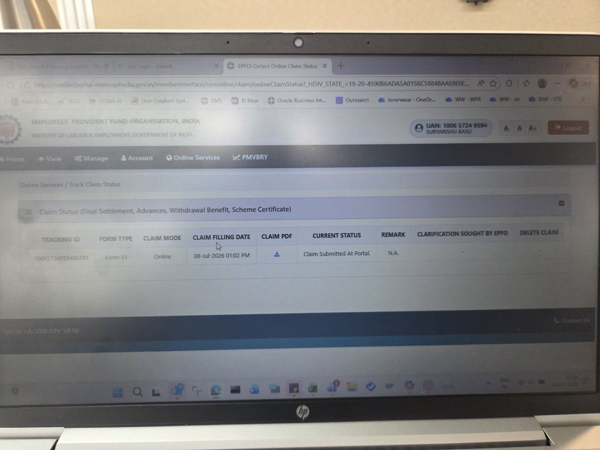 suryabasu1987's tweet photo. Form 31 submutted on 8th july 26 , today is 30th july 26 . Still is showing submitted to portal . Nothing proceed . Tracking id - 10065724959406501 . Uan no 100657249594
@officialepfo https://t.co/K2iFaYstCx