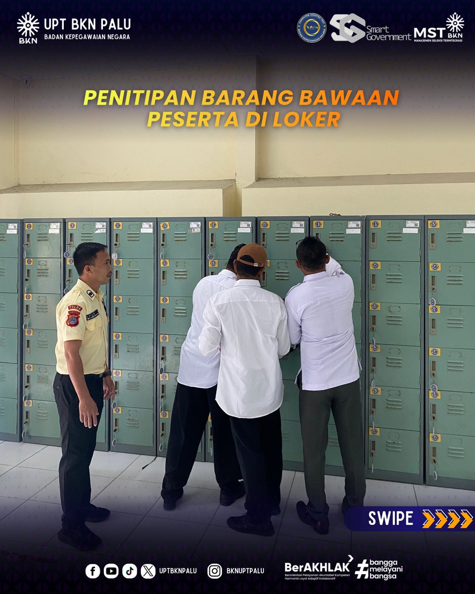 uptbknpalu's tweet photo. #SobatBKNPalu | Kamis, 30 Juli 2026

UPT BKN Palu memfasilitasi pelaksanaan Ujian Dinas Tingkat I, Ujian Dinas Tingkat II, dan Ujian Penyesuaian Kenaikan Pangkat (UPKP) bagi ASN di lingkungan Pemerintah Kabupaten Parigi Moutong dengan menggunakan layanan Computer Assisted https://t.co/pMwNnbPGrL