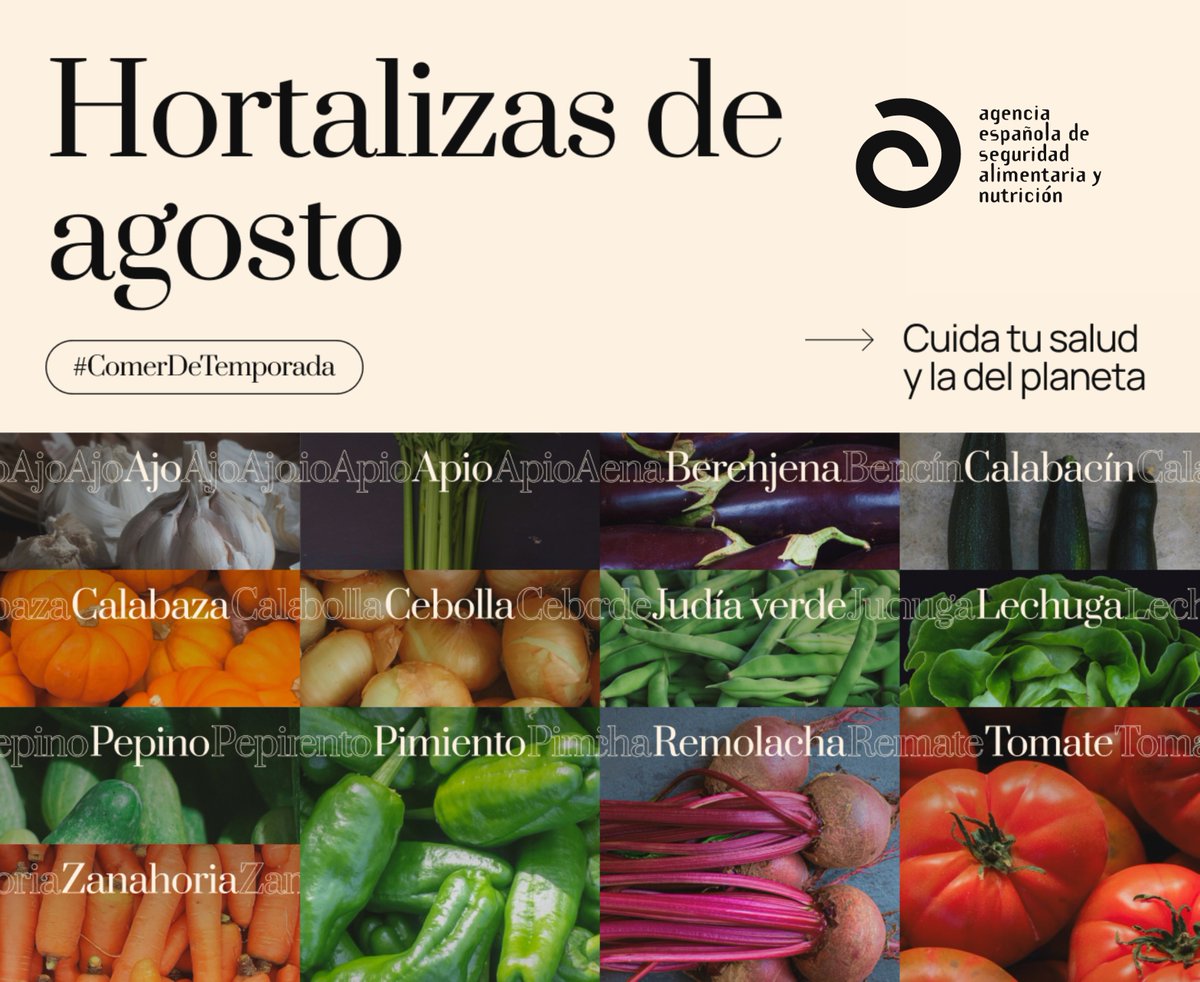 AESAN_gob_es's tweet photo. ¡Agosto en la huerta! 🧄🥒 Ajo, remolacha y pepino, sabor y frescura de temporada. Cocina con lo que toca 🌱#HortalizasDeTemporada @MSocialGob @consumogob https://t.co/25Q5cnAfrM