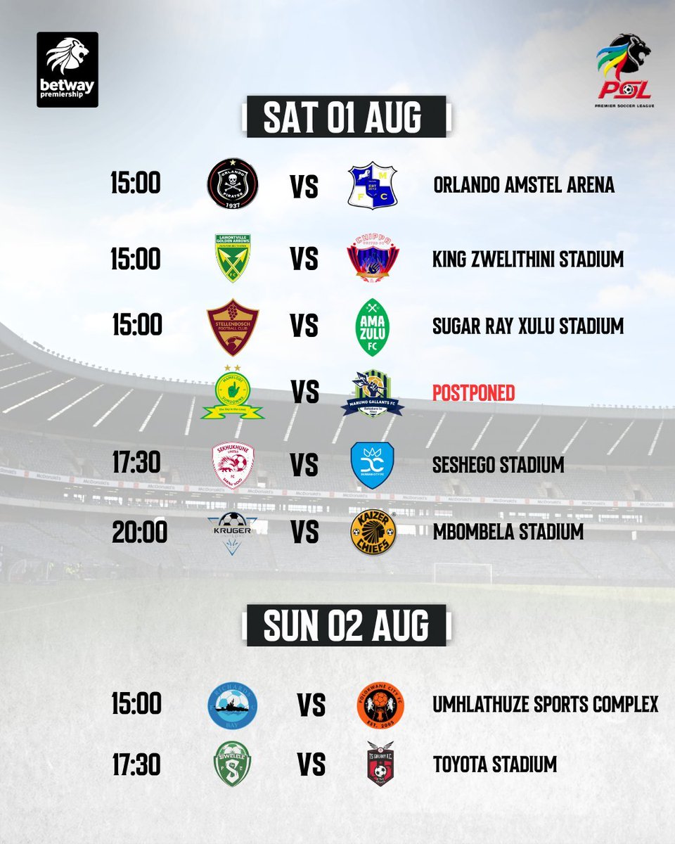 DanieMothowagae's tweet photo. WATCH | ⚽ 𝗣𝗦𝗟 𝗹𝗮𝘂𝗻𝗰𝗵𝗲𝘀 𝟮𝟬𝟮𝟲/𝟮𝟳 #𝗕𝗲𝘁𝘄𝗮𝘆𝗣𝗿𝗲𝗺 𝘀𝗲𝗮𝘀𝗼𝗻, 𝗦𝘂𝗻𝗱𝗼𝘄𝗻𝘀 𝗼𝗽𝗲𝗻𝗲𝗿 𝗱𝗲𝗹𝗮𝘆𝗲𝗱

✅ The Premier Soccer League (#PSL) officially launched the 2026/27 #BetwayPrem season on Wednesday, paving the way for the opening weekend of fixtures.

⚠️ Mamelodi Sundowns' opening fixture has been postponed after the #PSL approved the club's request to delay their match against Marumo Gallants, which was scheduled to be played at Loftus Versfeld on Saturday.

Sundowns' pre-season preparations were disrupted following the passing of midfielder Jayden Adams, who died earlier this month, and the subsequent delay of the club's training camp in Austria.

🥳  This campaign marks #30YearsOfPSL

🎨 Graphic: @OfficialPSL