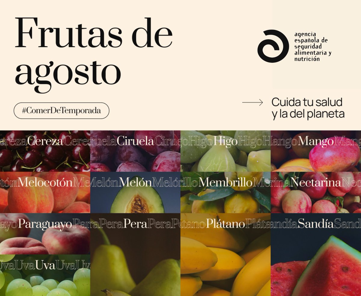 AESAN_gob_es's tweet photo. ¡Agosto es fruta de temporada! 🍈☀️Higos, melones y membrillos en su mejor momento. Elige local, elige de temporada 🌱 #ComeSano #Temporada @MSocialGob @consumogob https://t.co/aW72gSYJNx