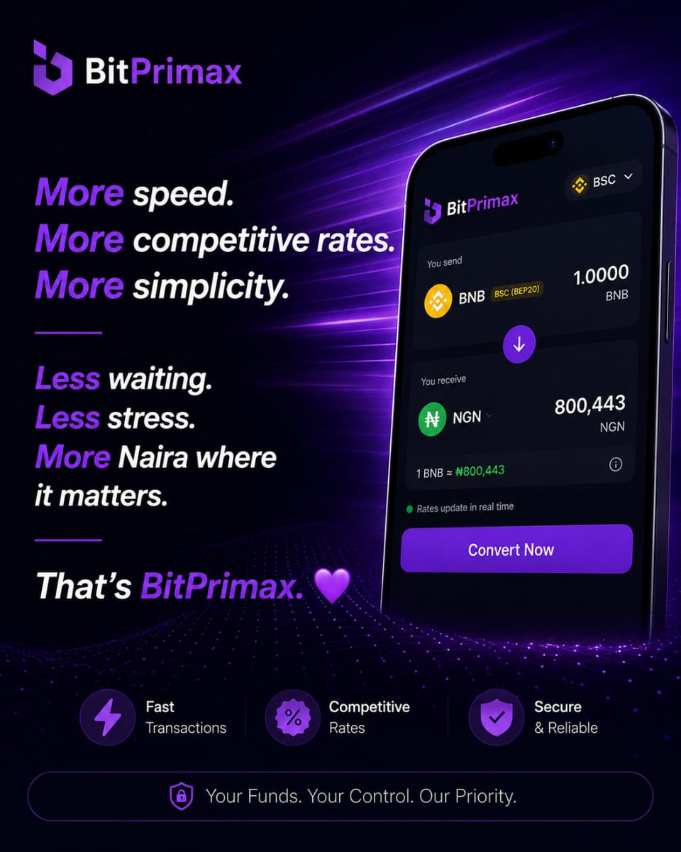 BitprimaxHQ's tweet photo. @brian_armstrong Crypto currency to naira conversion made super easy.

Check out BitPrimax today. https://t.co/I4g5POFhoQ