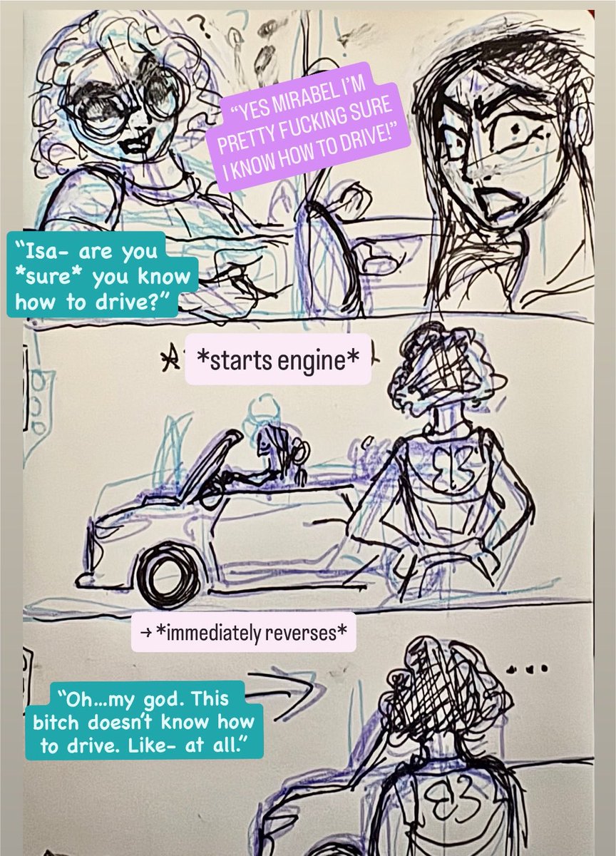 Carbela_ship's tweet photo. Totally real interaction between Mirabel and Isabela from that new Disney SpeedStorm game https://t.co/9EevIDn87u