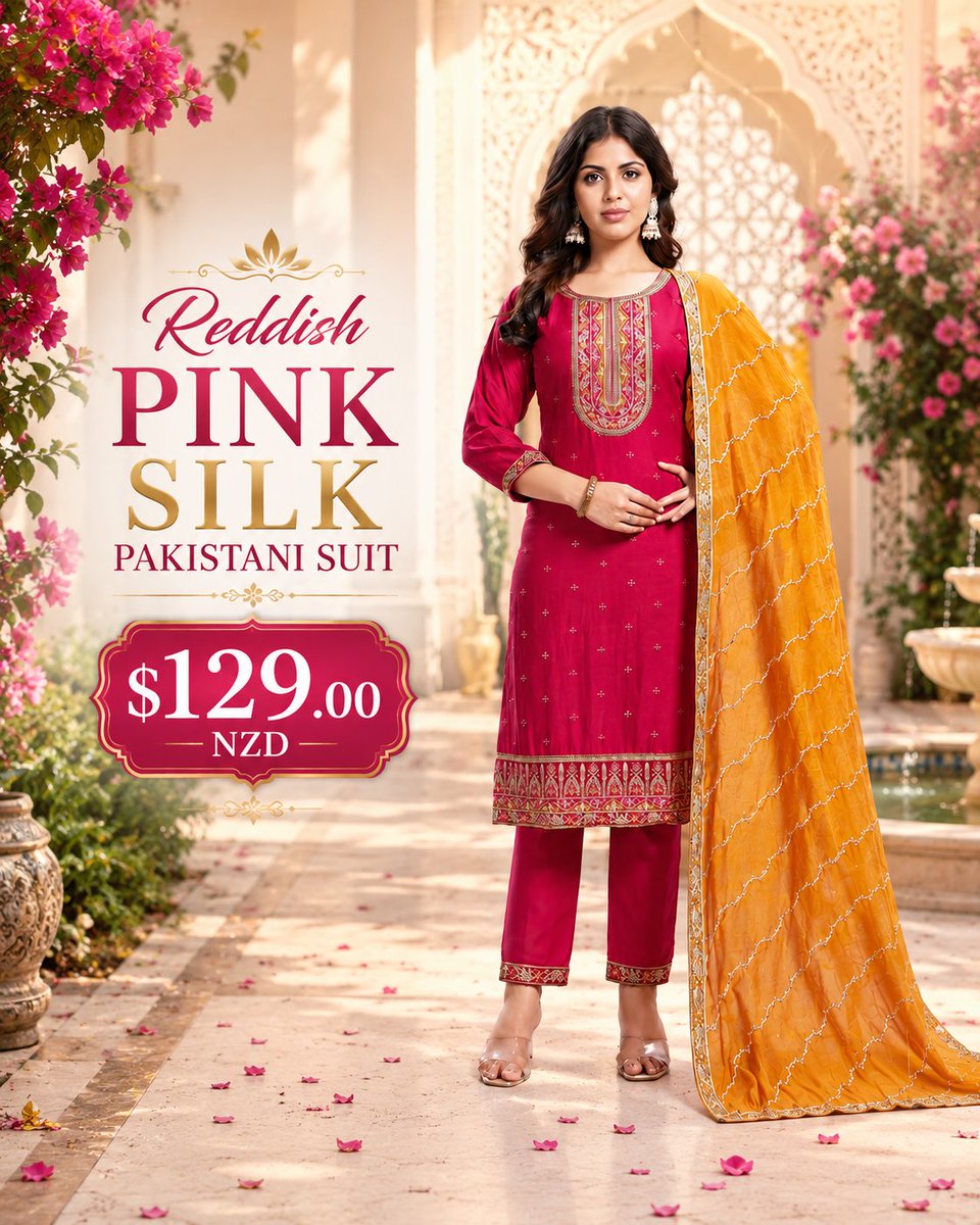 AkarshanNz's tweet photo. 💖 Reddish Pink Silk Pakistani Suit – Only $129 NZD 👉 https://t.co/uHLQ799s7J 💖

#AkarshanNZ #PakistaniSuit #EthnicWear #IndianFashion #NZShopping https://t.co/04BjTnCu22