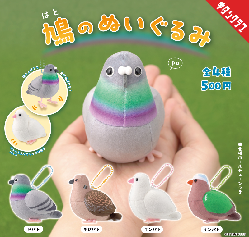 kitan_club's tweet photo. ＼📢発売情報／

鳩好きのみなさん、お待たせしました🕊

手のひらサイズの鳩ぬいぐるみが登場✨
まあるい鳩胸につぶらな瞳、ぶらぶら揺れる足までこだわりました💕

座らせても、吊り下げてもかわいい！

【#鳩のぬいぐるみ】は8/6(木)より全国のカプセルトイ売場で順次発売
https://t.co/uDXmfVpShg https://t.co/wAOKBVKP2N