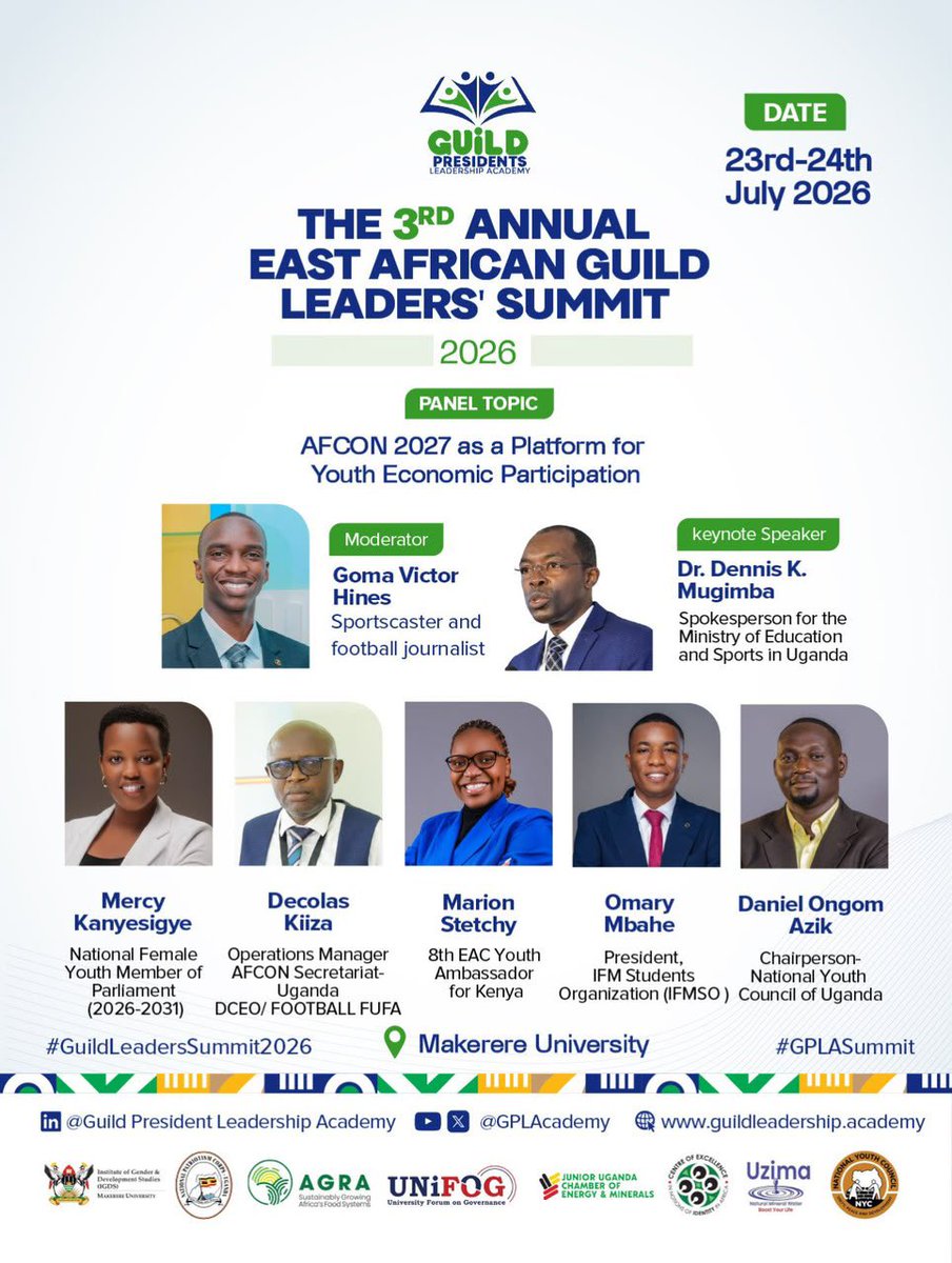 NYCofUganda's tweet photo. NYC Chairperson ONGOM at the 3rd East African Guild Leaders'Summit said AFCON 2027 is more than football, it's a once-in-a-generation economic opportunity for Uganda's youth.
US$900M+expected &amp;6,000+ jobs. 
He urged youth to skill up, stay informed &amp;adapt. Time to prepare is NOW. https://t.co/67AguaTGb5