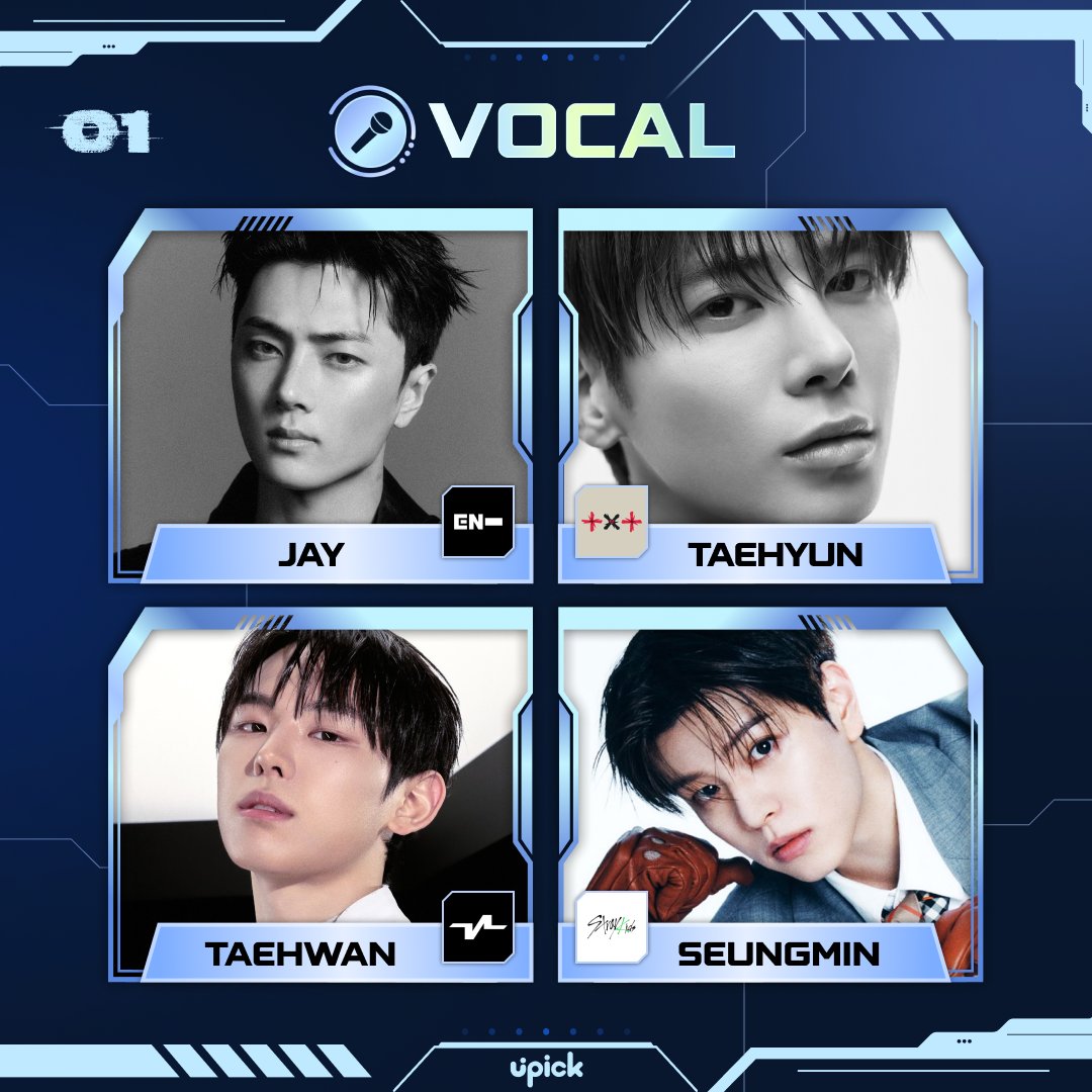 UPICK_twt's tweet photo. Vote for the Best IDOL #VOCAL🎤

트위터 사전 투표 7/31 5PM 시작 🔥
Twitter Pre-Vote Starts 7/31 5PM KST

#엔하이픈 #제이 #ENHYPEN #JAY
#투모로우바이투게더 #태현 #TXT #TAEHYUN
#키빗업 #태환 #KEYVITUP #TAEHWAN
#스트레이키즈 #승민 #StrayKids #SEUNGMIN

📌1위, 2위는 앱 결선 진출
1st, 2nd place will advance to Final